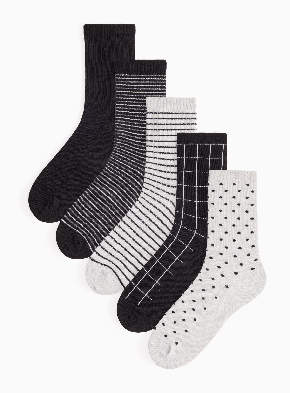 Stripe & Polka Dot Ankle Socks 5 Pack 6-8 - Image 1 thumbnail