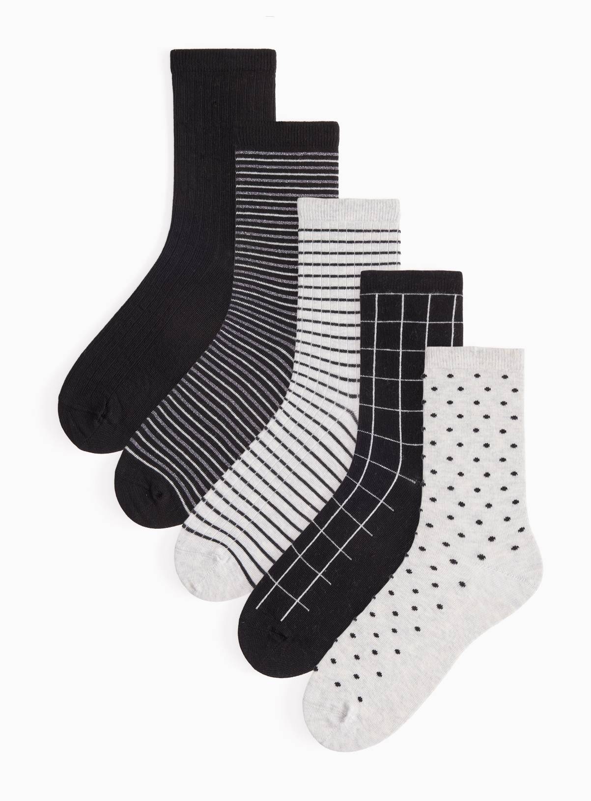 Stripe & Polka Dot Ankle Socks 5 Pack 6-8 - Image 1