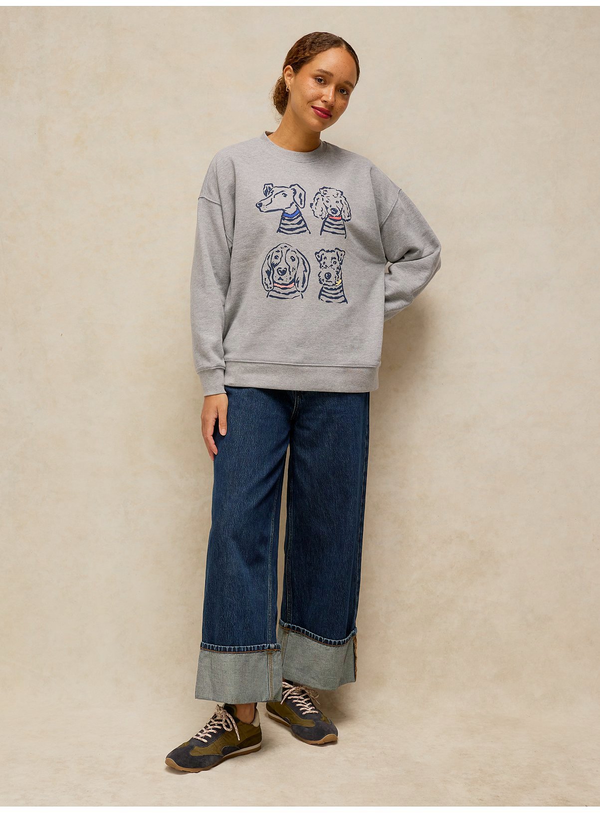 WHITE STUFF Cleo Longline Dog Graphic Sweat Grey 12 - Image 4 thumbnail