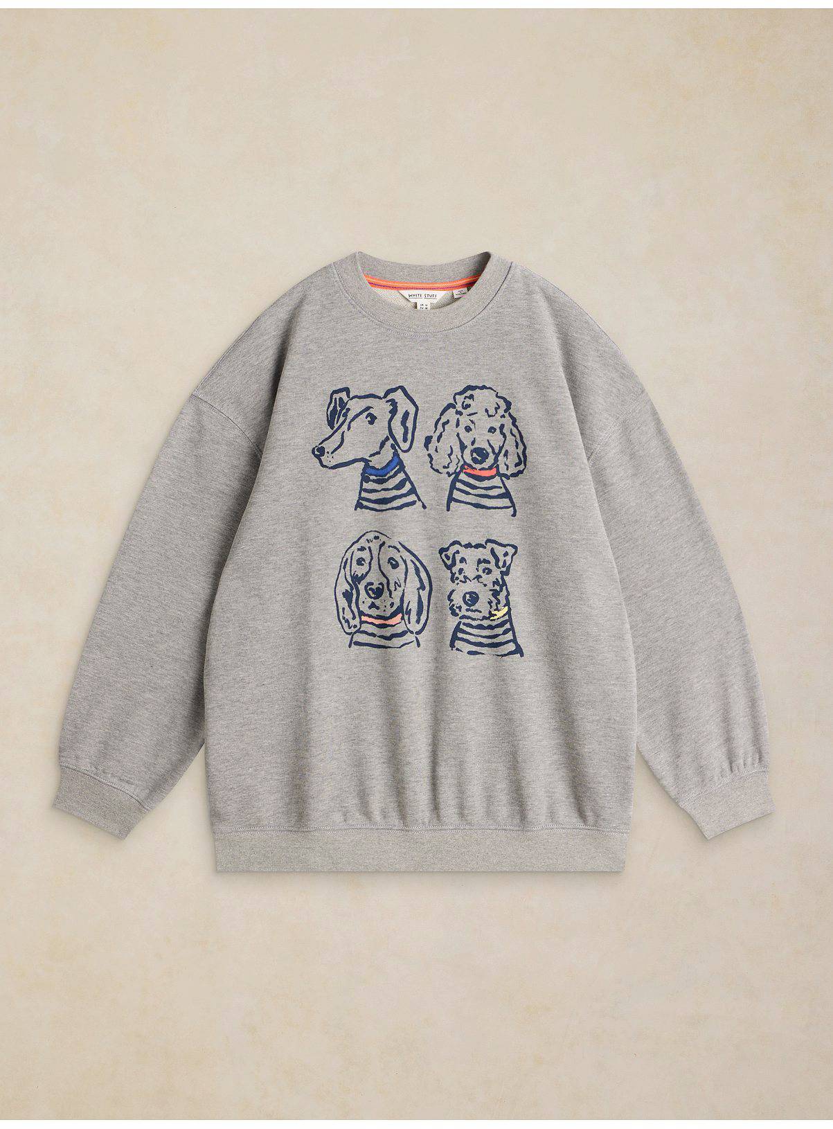 WHITE STUFF Cleo Longline Dog Graphic Sweat Grey 12 - Image 5