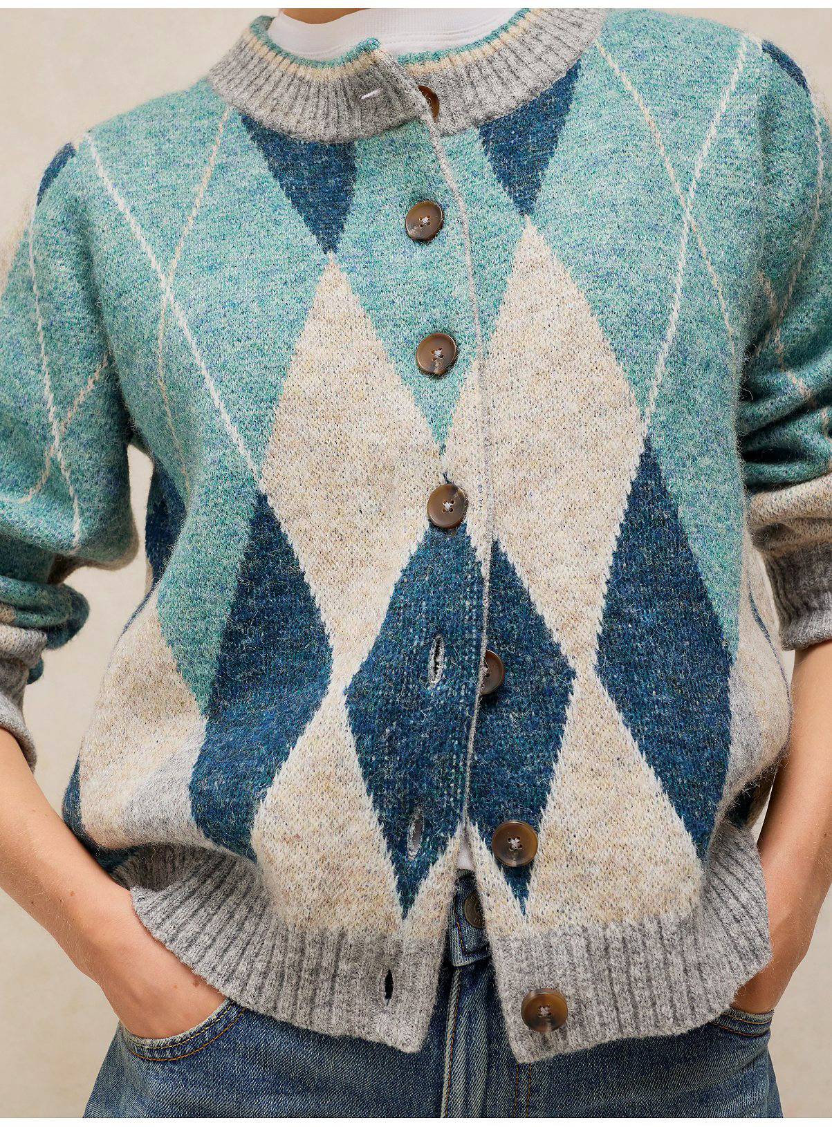 WHITE STUFF Argyle Check Cardi 12 - Image 4