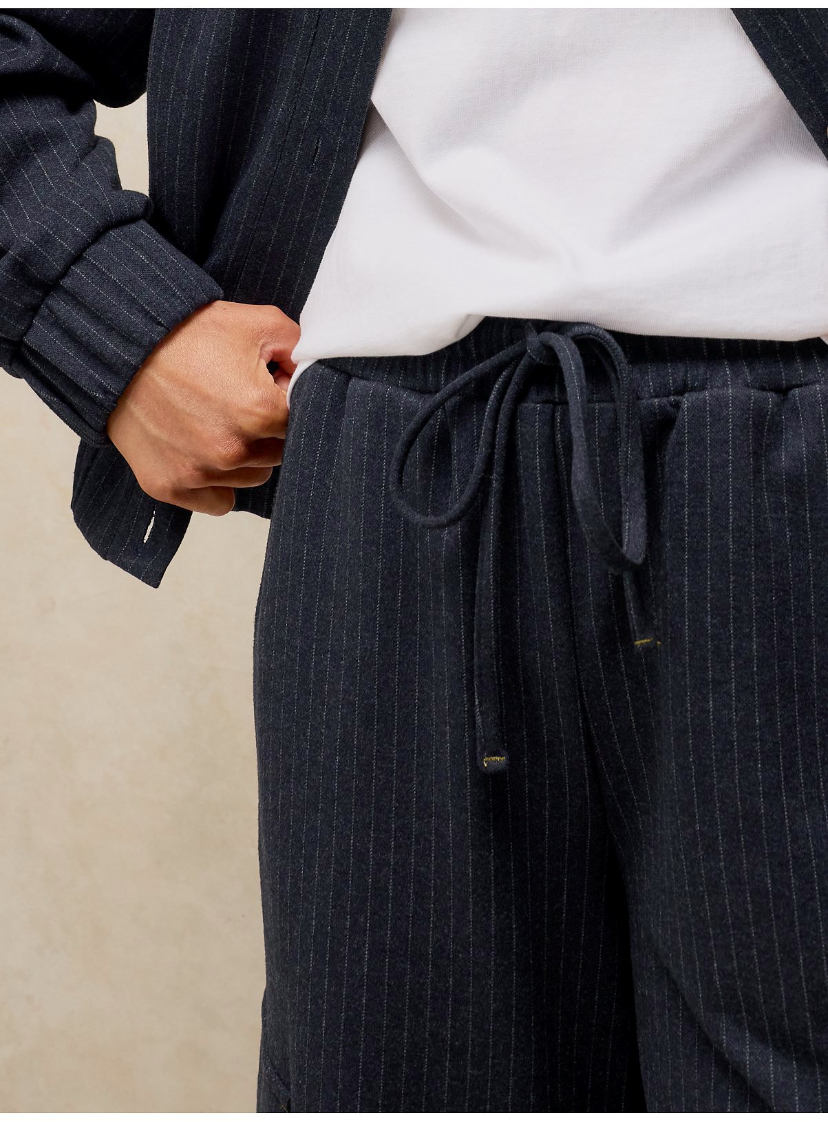 WHITE STUFF Teagan Navy Stripe Wide Leg Trouser 16 - Image 4 thumbnail