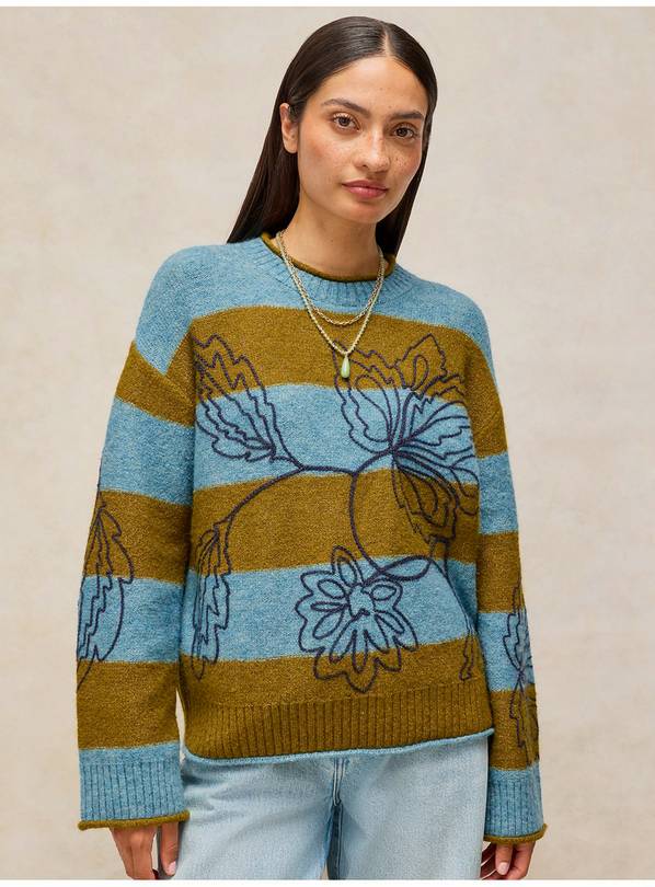 WHITE STUFF Emma Embr Stripe Jumper 10