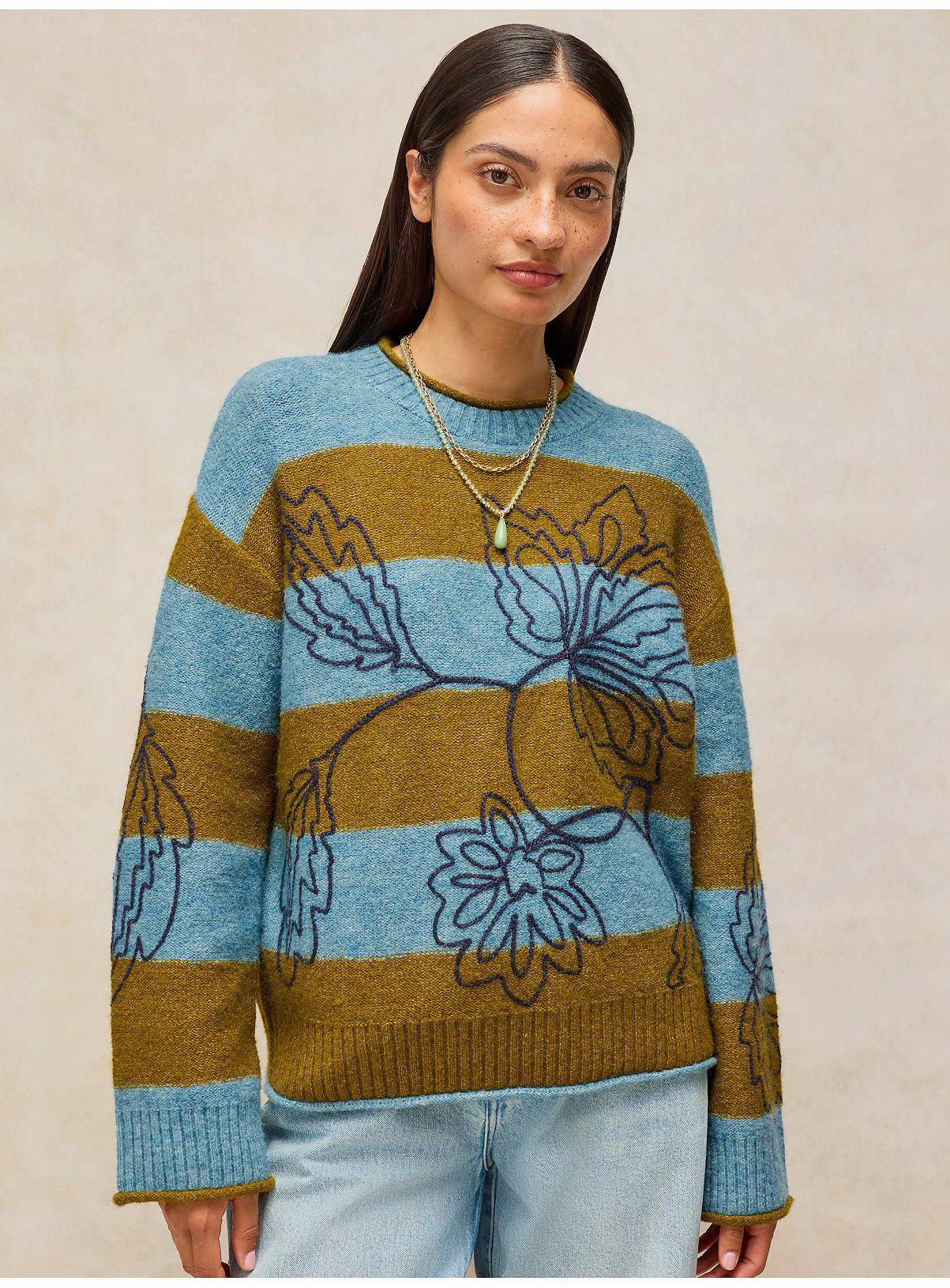 WHITE STUFF Emma Embr Stripe Jumper 8 - Image 1