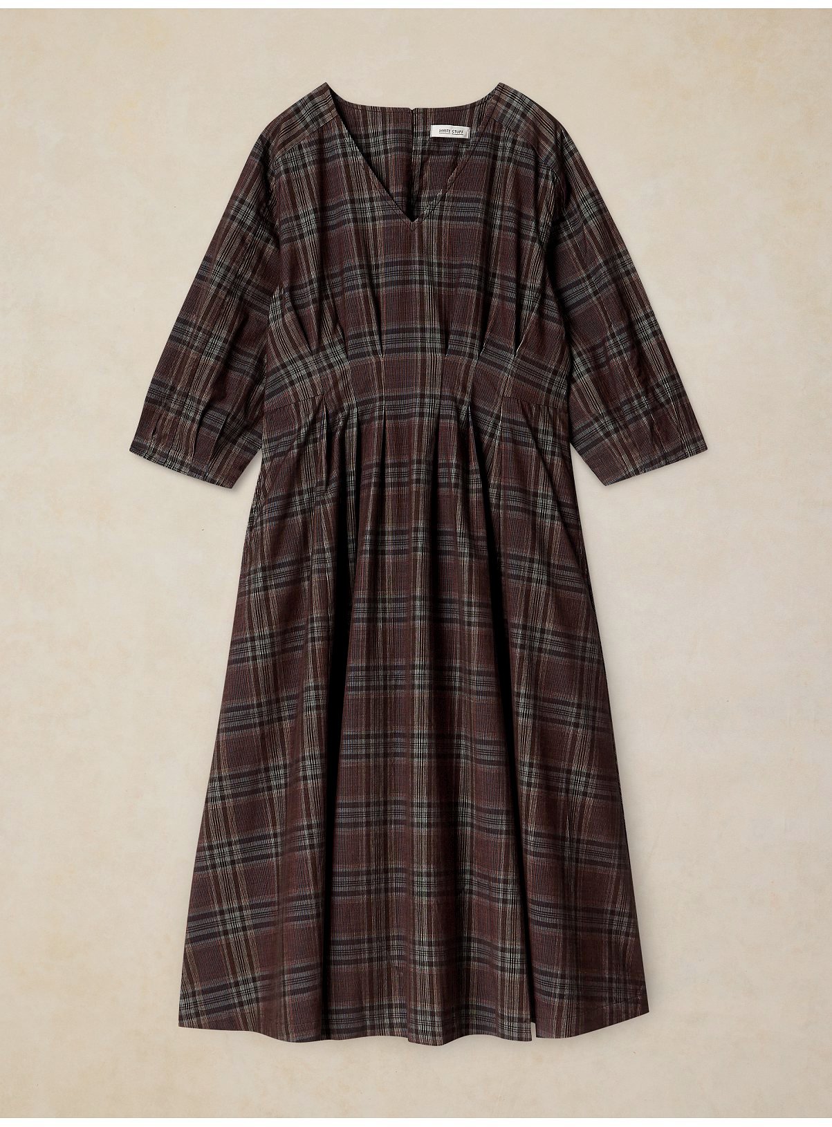 WHITE STUFF Brown Tartan Kate Corduroy Midi Dress 12 - Image 5 thumbnail