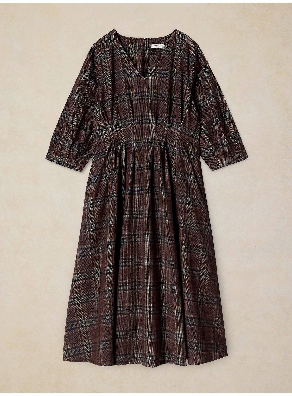 WHITE STUFF Brown Tartan Kate Corduroy Midi Dress 12 - Image 5