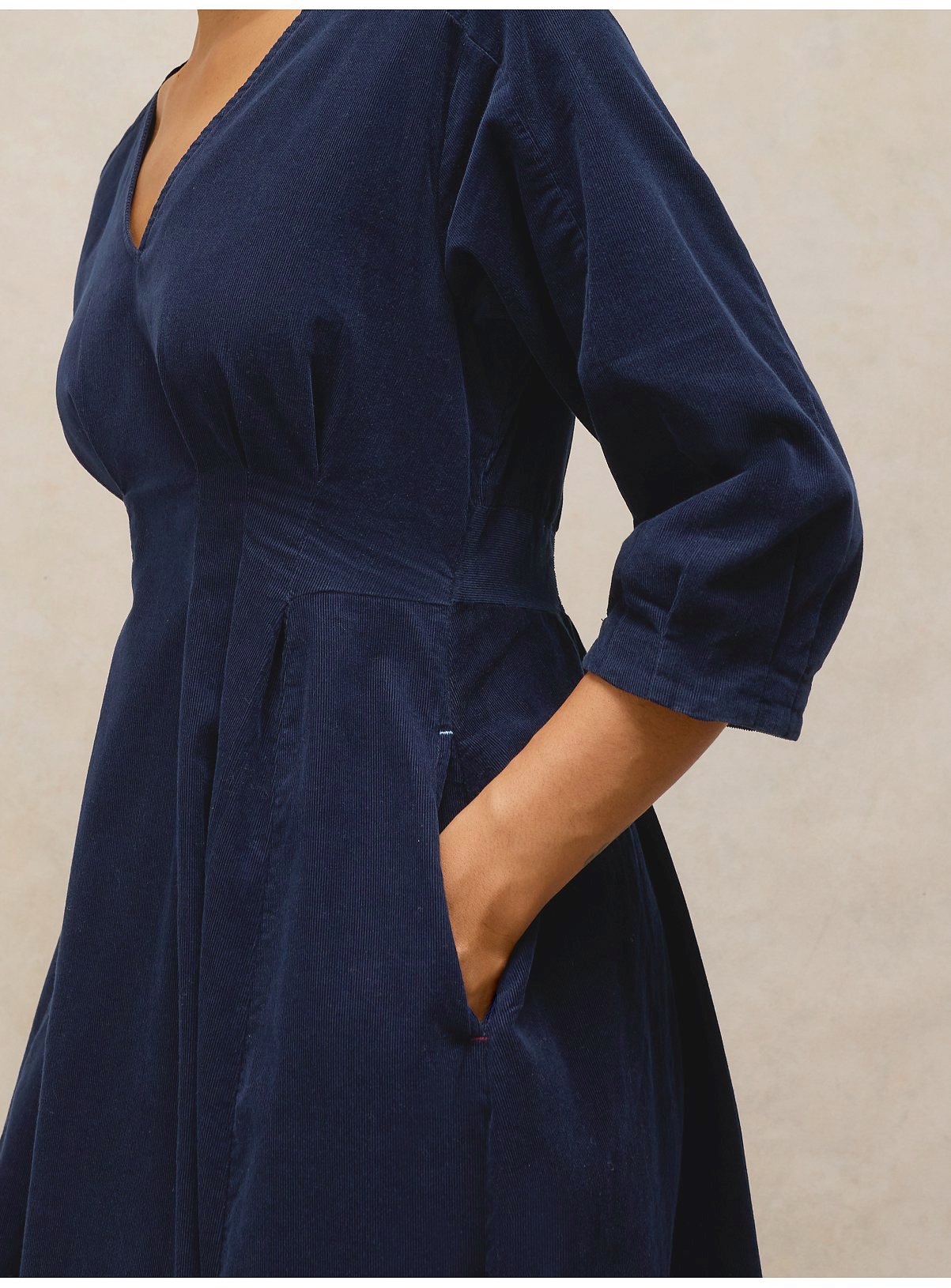 WHITE STUFF Navy Kate Corduroy Midi Dress 18 - Image 4 thumbnail