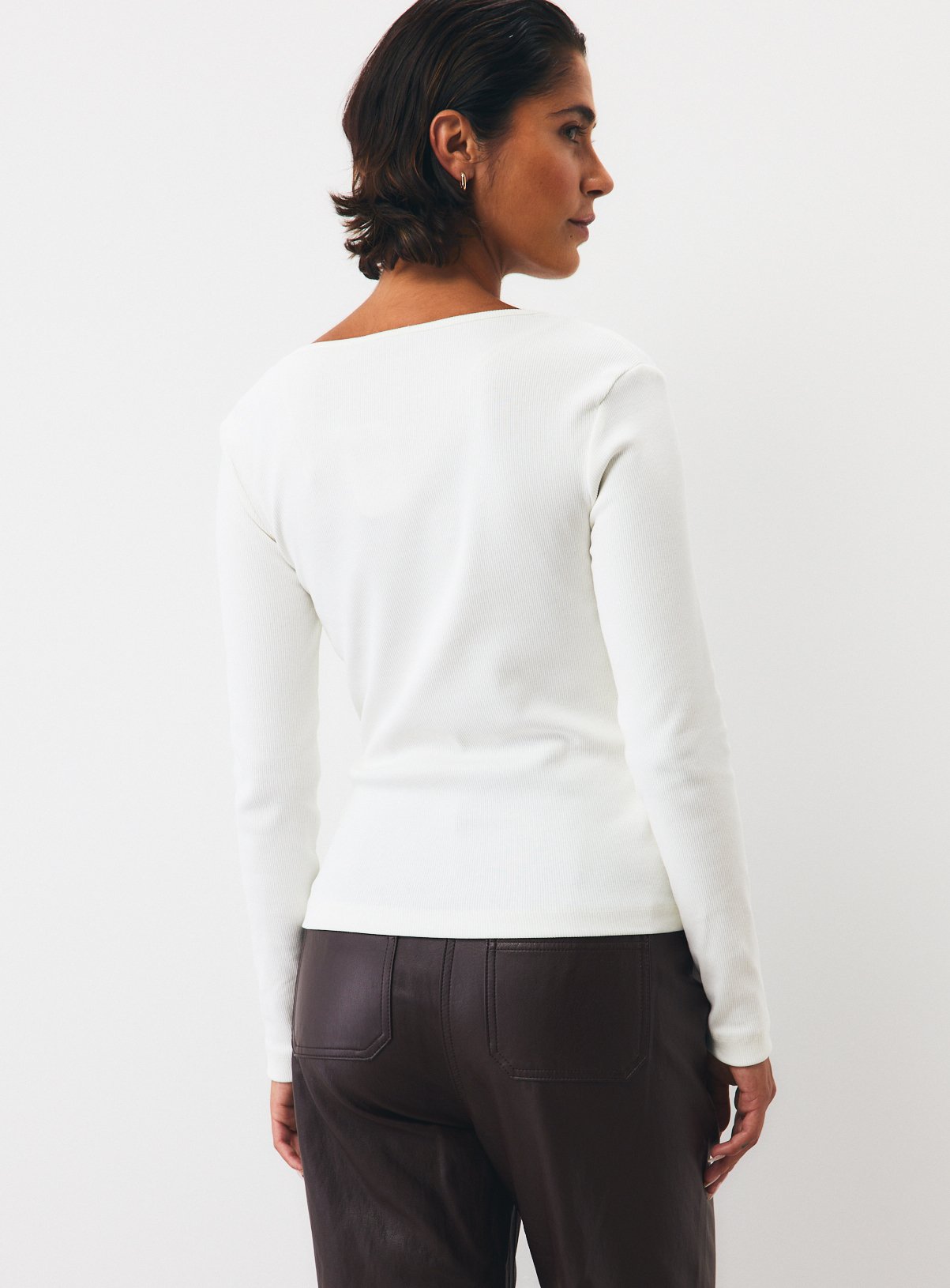 Cream Lace Trim V-Neck Long Sleeve Top M - Image 4 thumbnail