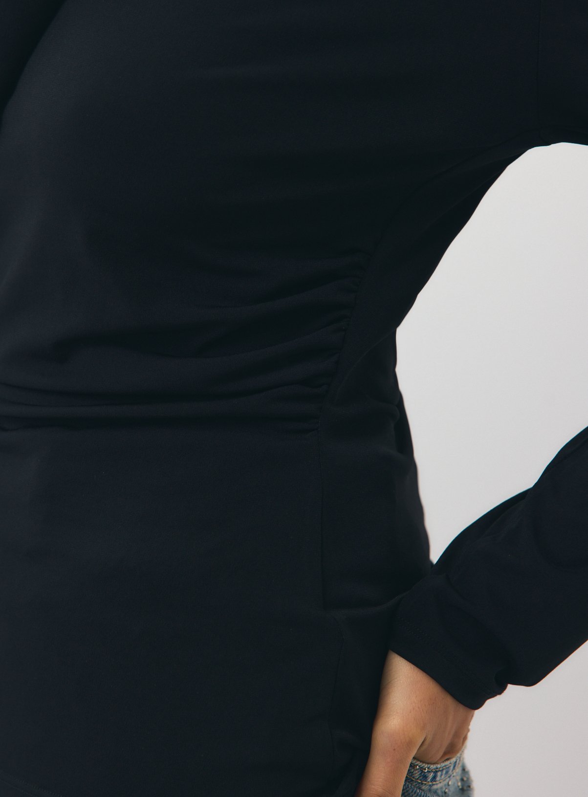 Black Cowl Neck Draped Top L - Image 3 thumbnail