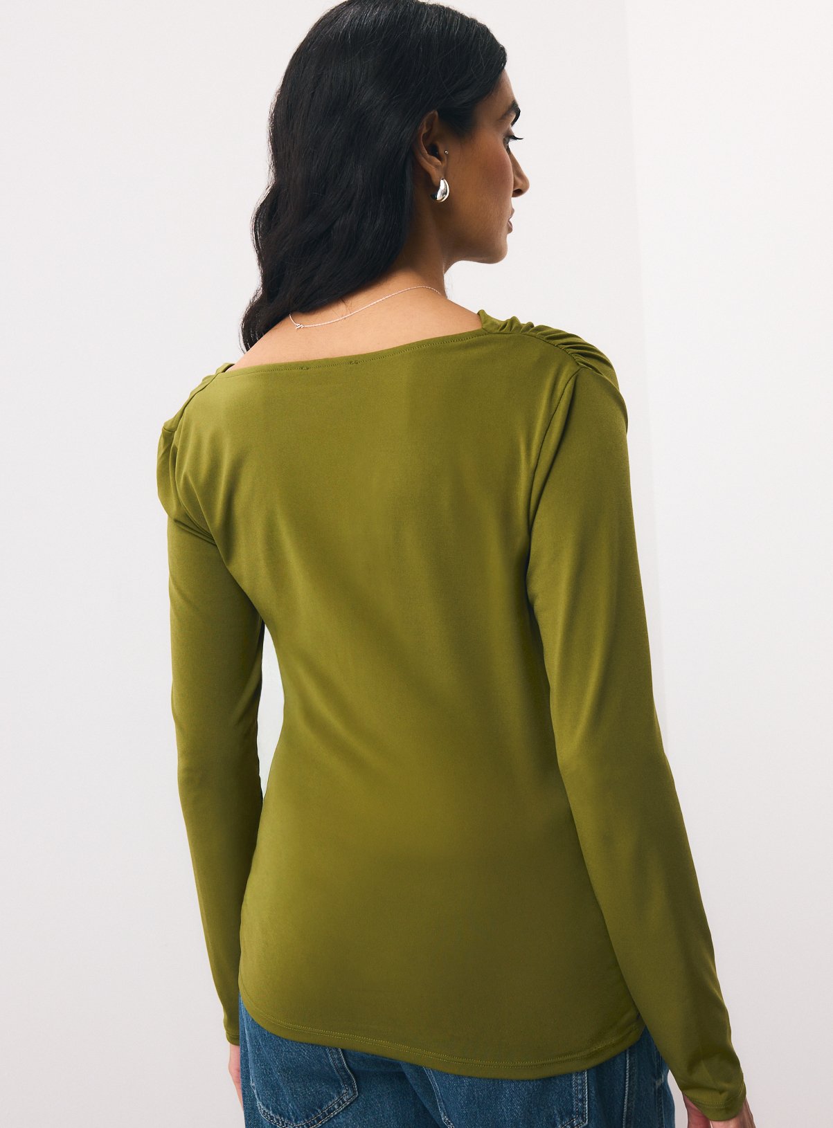 Green Cowl Neck Drapey Top XL - Image 4 thumbnail