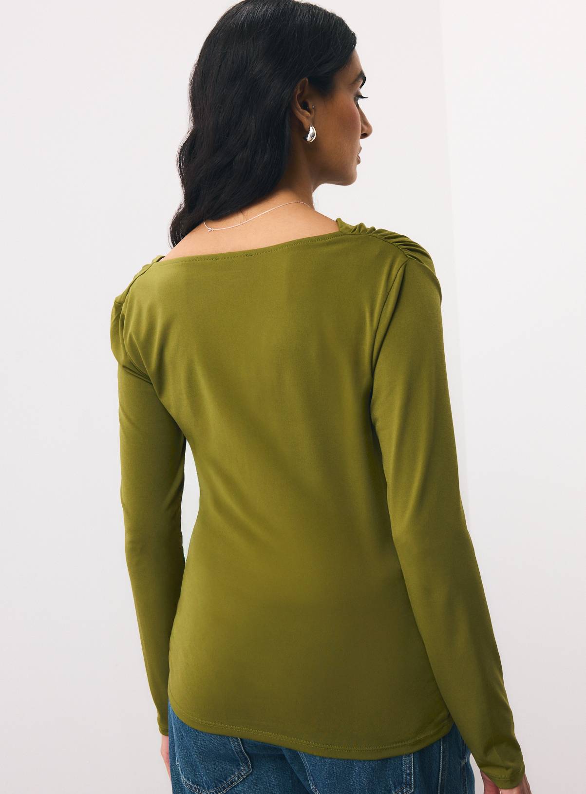 Green Cowl Neck Drapey Top XL - Image 4