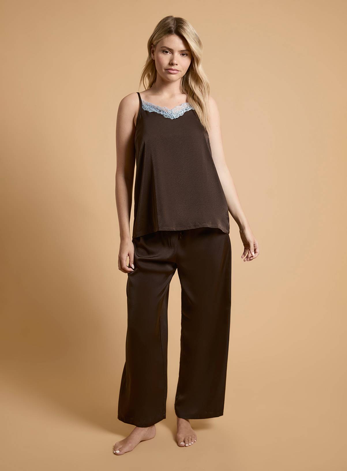 OASIS Strappy Cami and Trouser Satin Nightwear Set M - Image 1