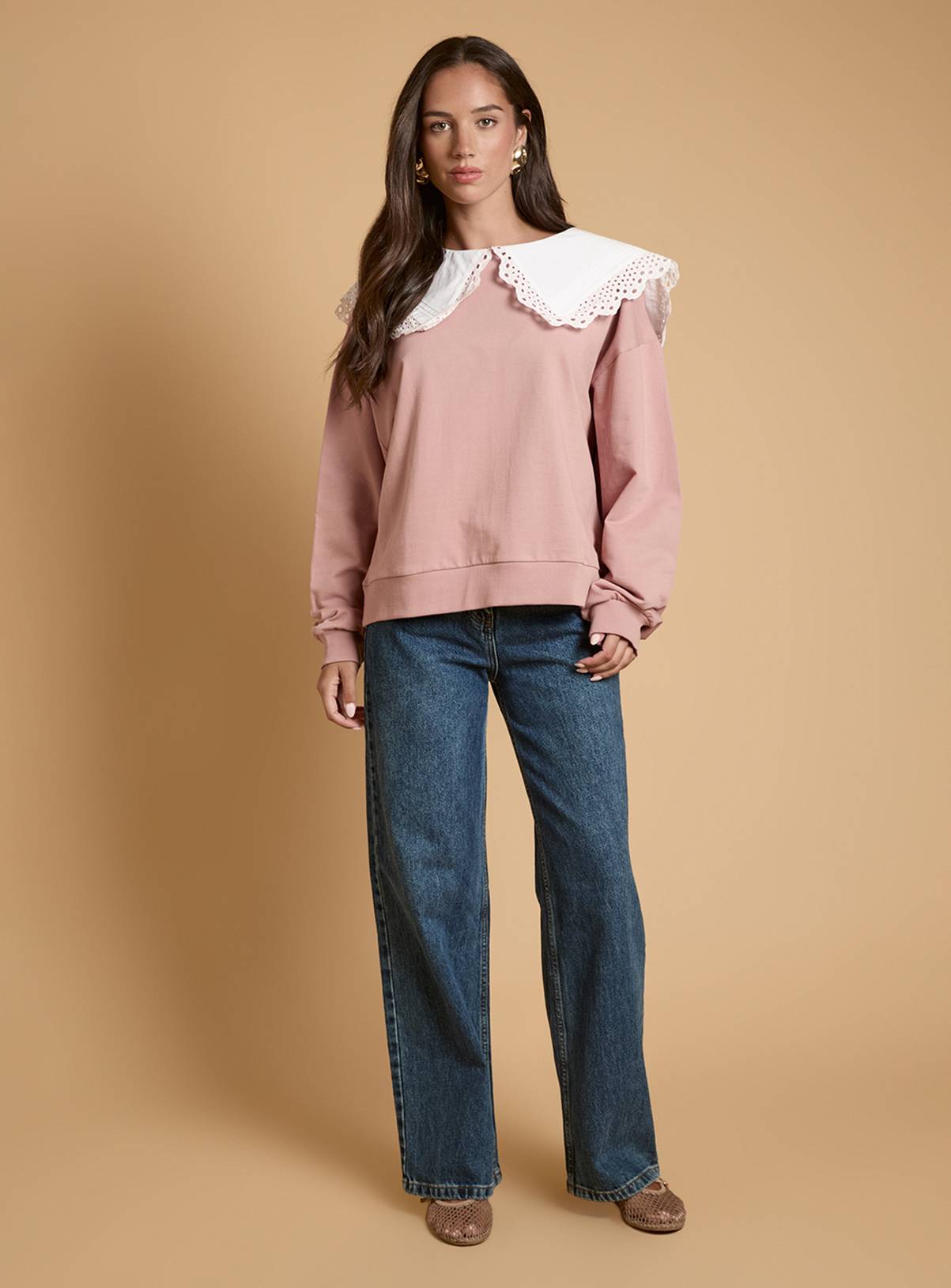 OASIS Volume Sleeve Sweatshirt with Cotton Collar 8 - Image 2