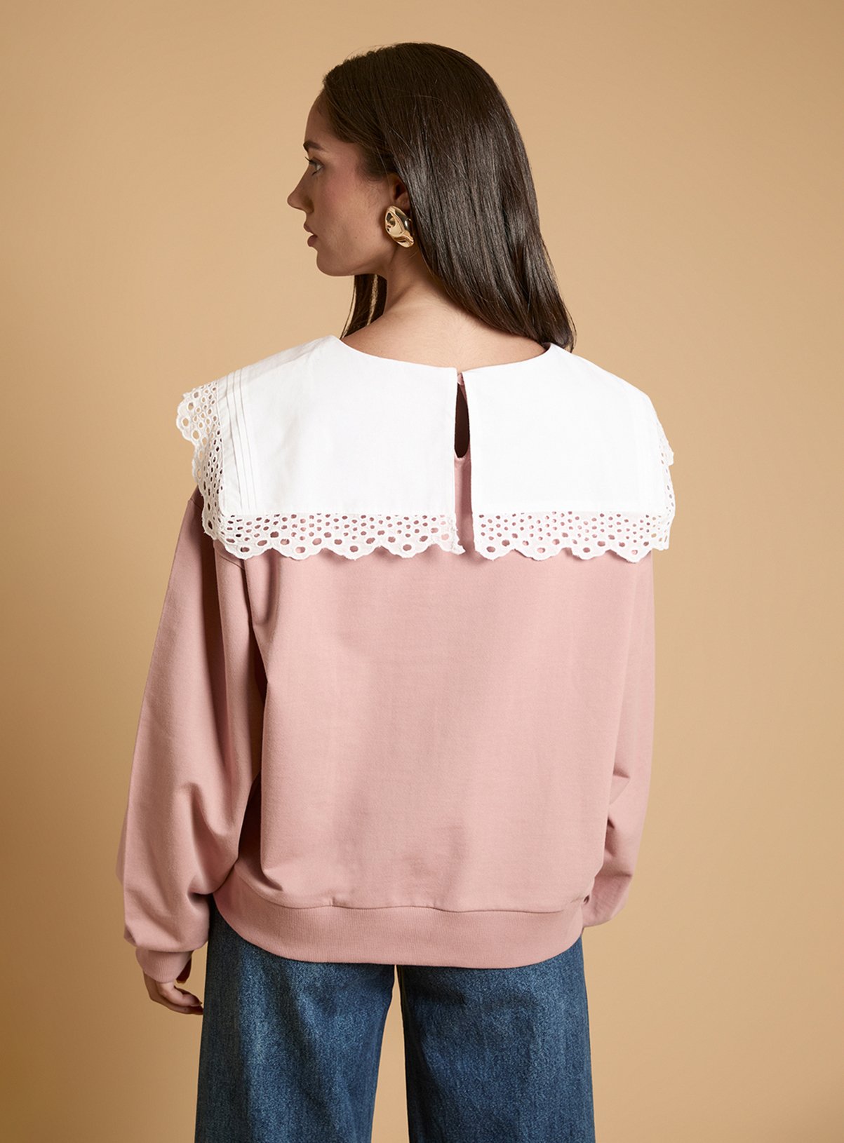 OASIS Volume Sleeve Sweatshirt with Cotton Collar 8 - Image 3 thumbnail
