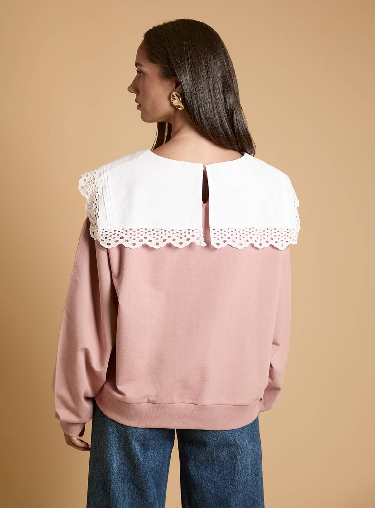OASIS Volume Sleeve Sweatshirt with Cotton Collar 8 - Image 3