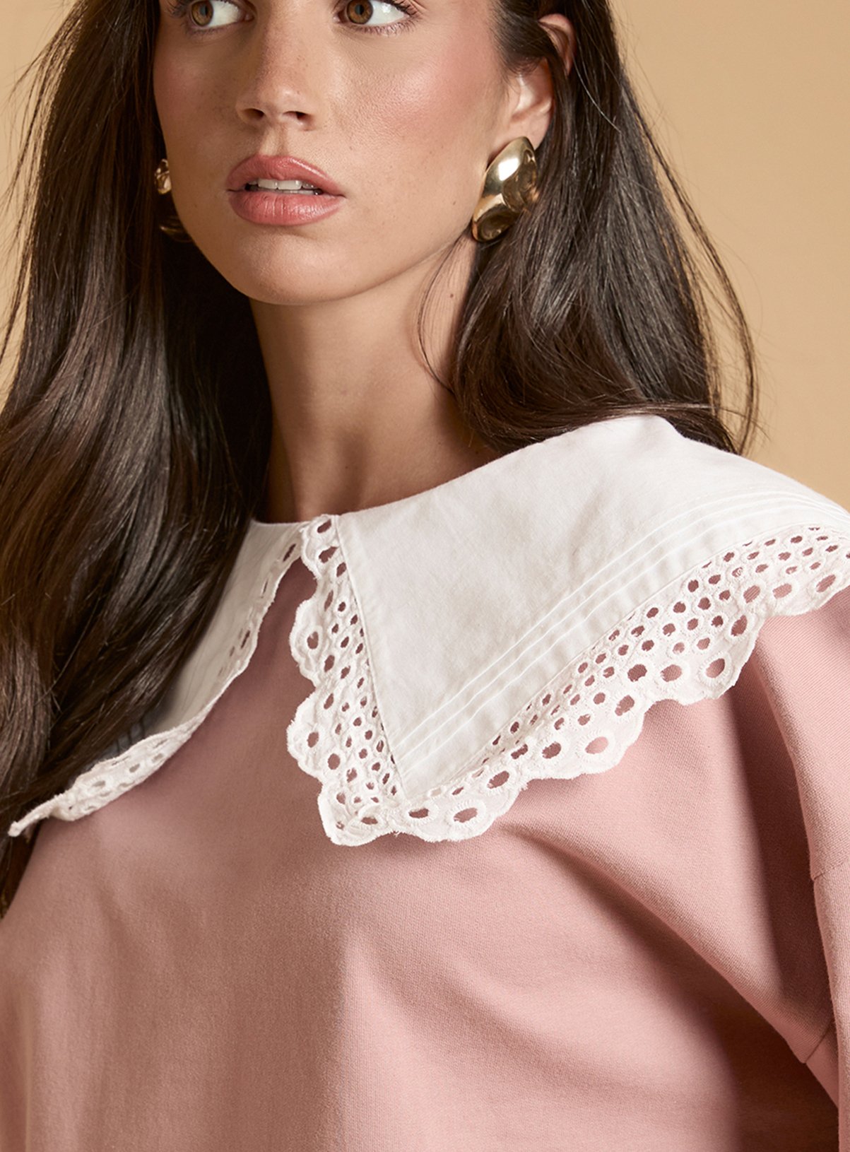 OASIS Volume Sleeve Sweatshirt with Cotton Collar 8 - Image 4 thumbnail