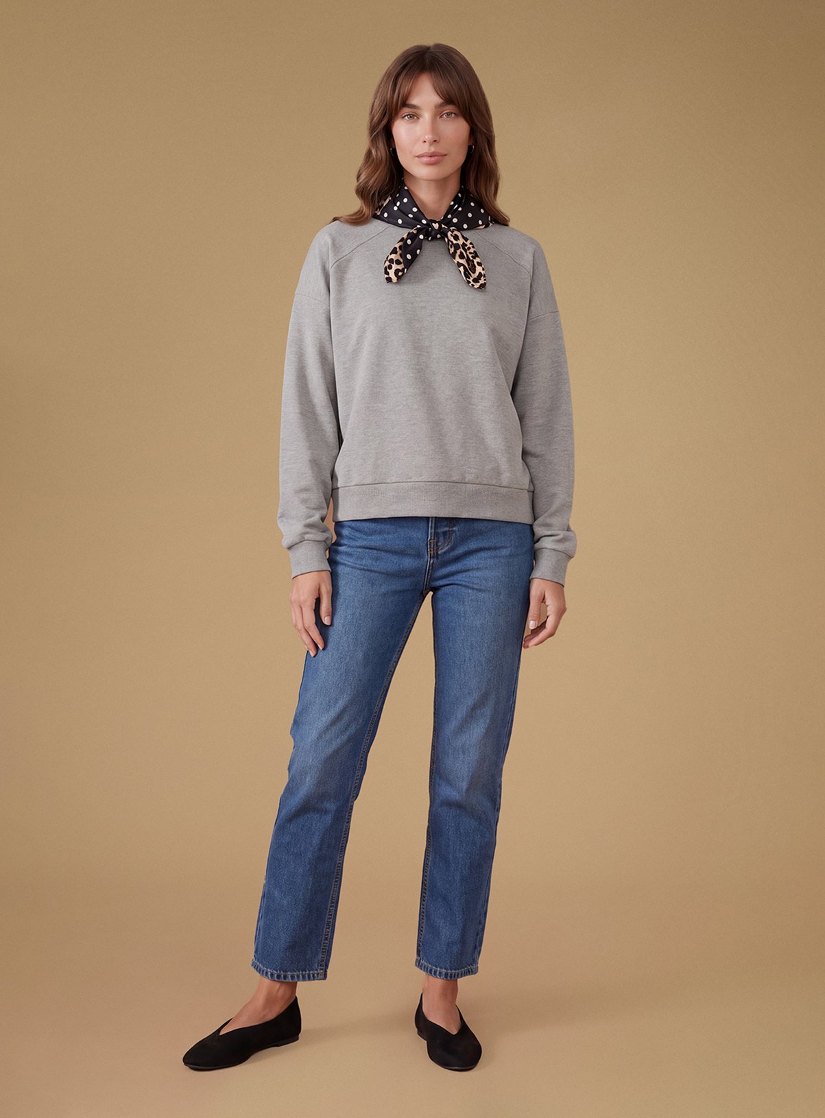 OASIS Volume Sleeve Sweatshirt With Cotton Collar 6 - Image 3 thumbnail