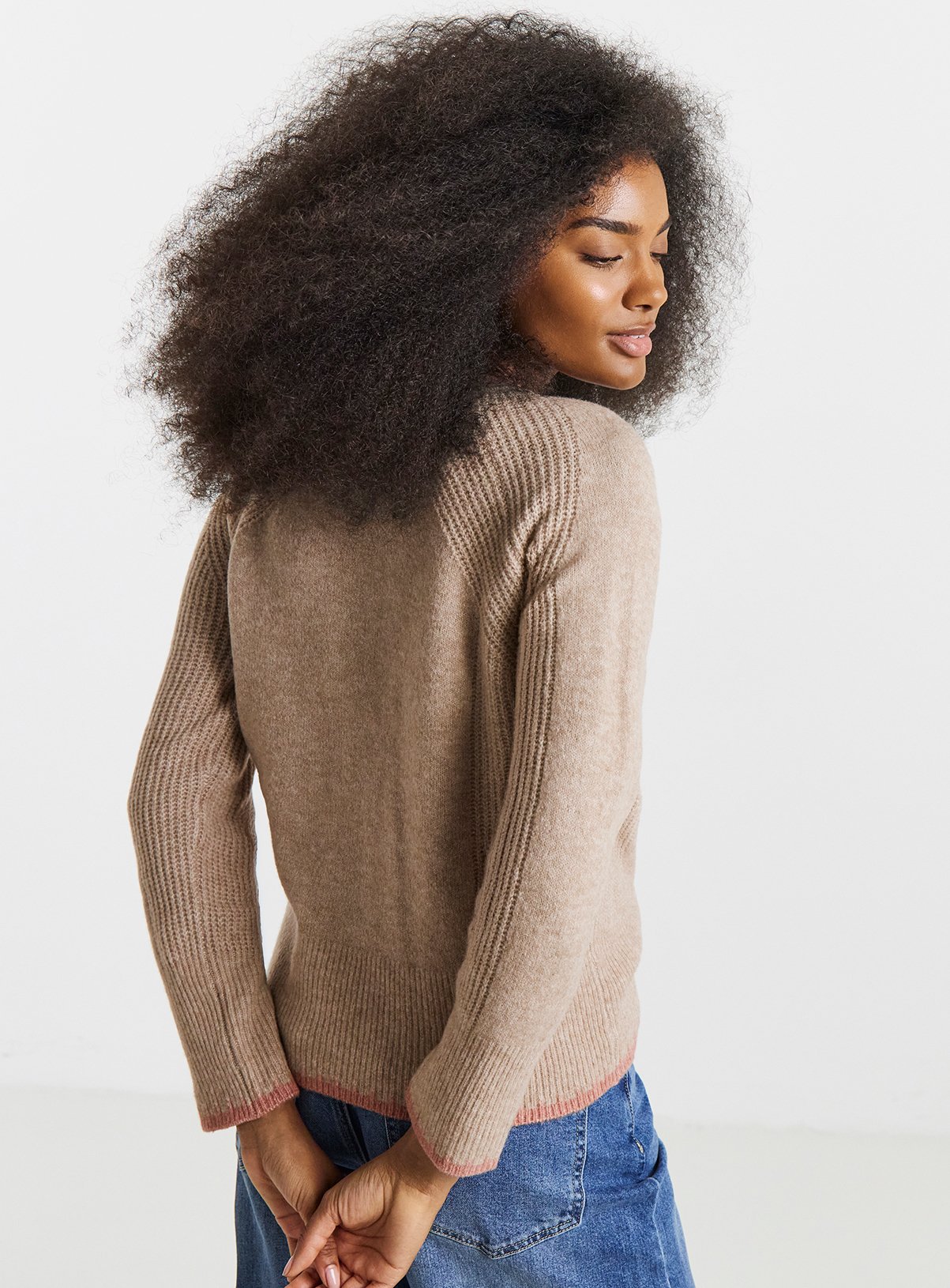 SIMPLY BE Sponge Whipstitch Crew Neck Cardigan With Wool 16-18 - Image 2 thumbnail