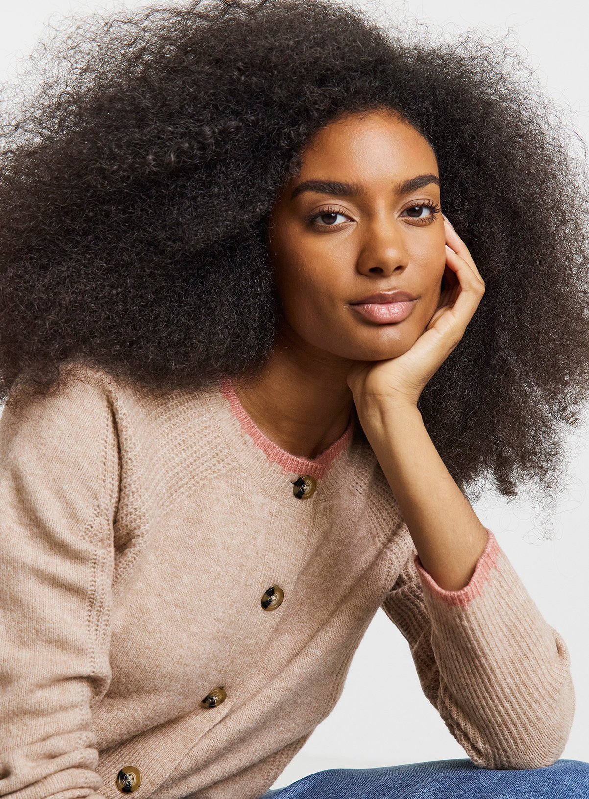 SIMPLY BE Sponge Whipstitch Crew Neck Cardigan With Wool 16-18 - Image 4 thumbnail