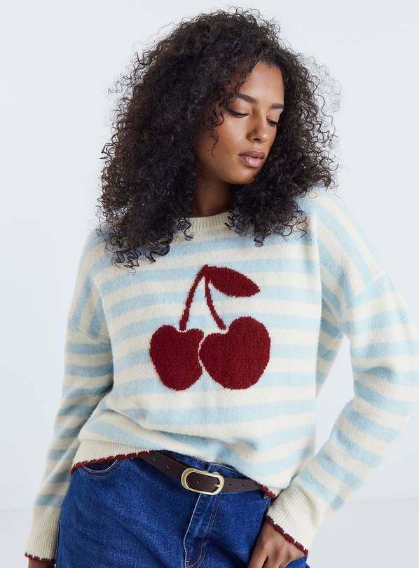 SIMPLY BE Cherry Stripe Jumper 32-34