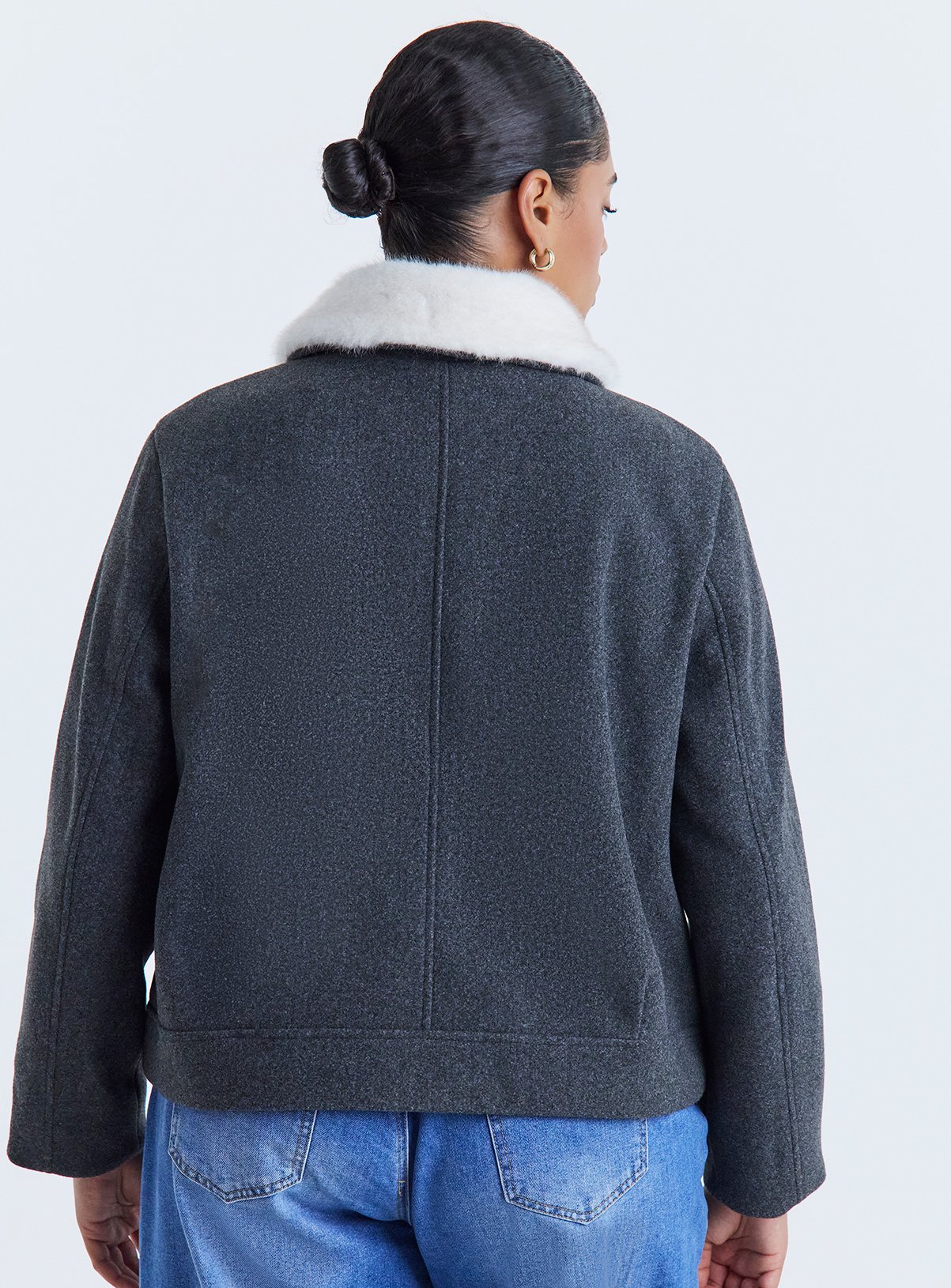 SIMPLY BE Fur Collar Short Jacket 28 - Image 2 thumbnail