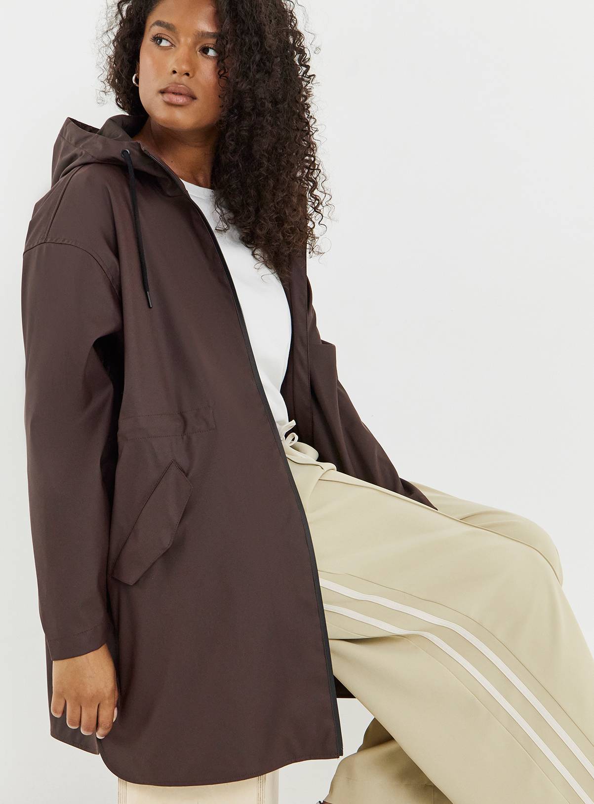 SIMPLY BE Brown Longline Coated Raincoat 14 - Image 1