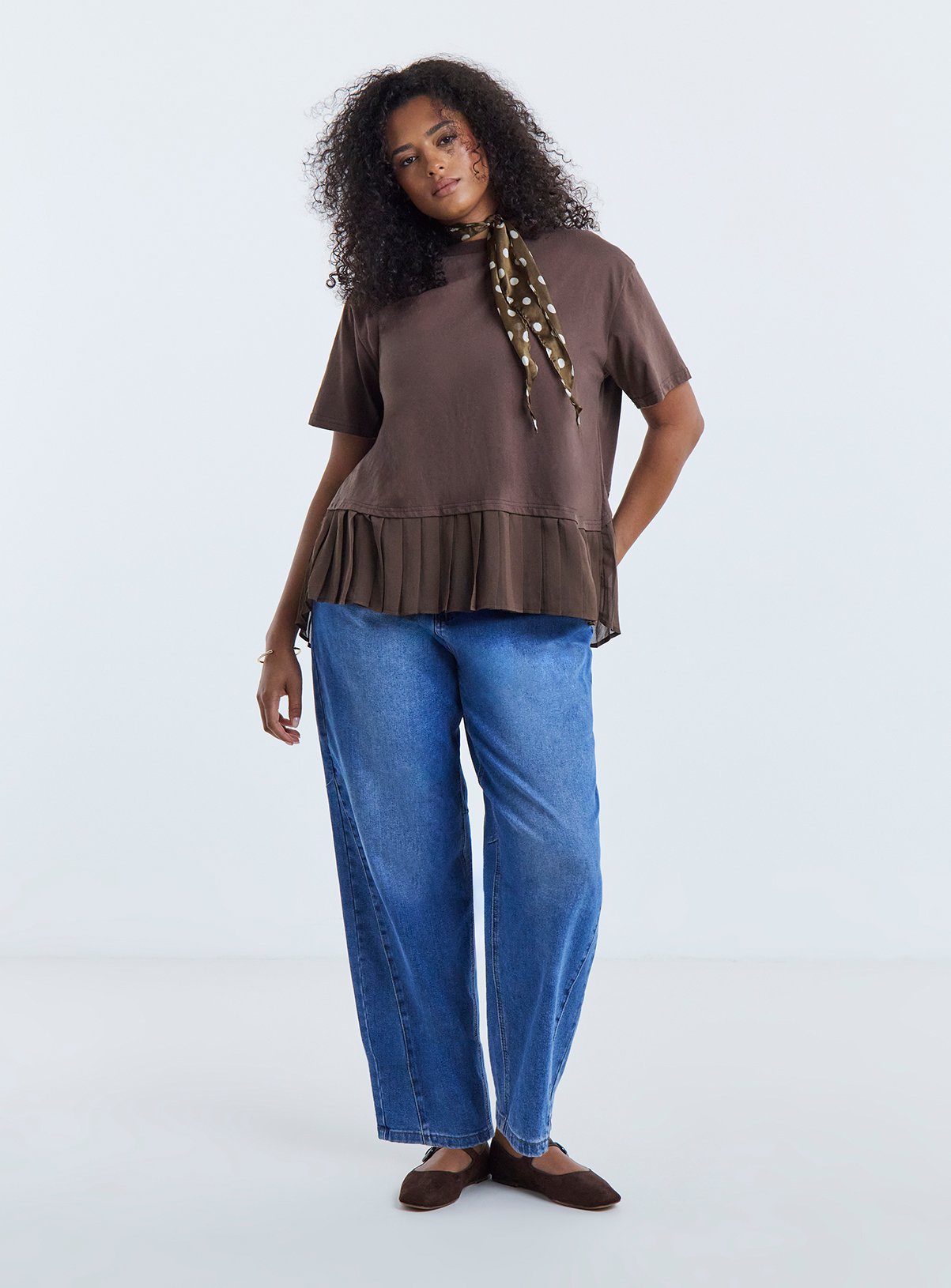 SIMPLY BE T-Shirt with Woven Pleated Back 22 - Image 3 thumbnail