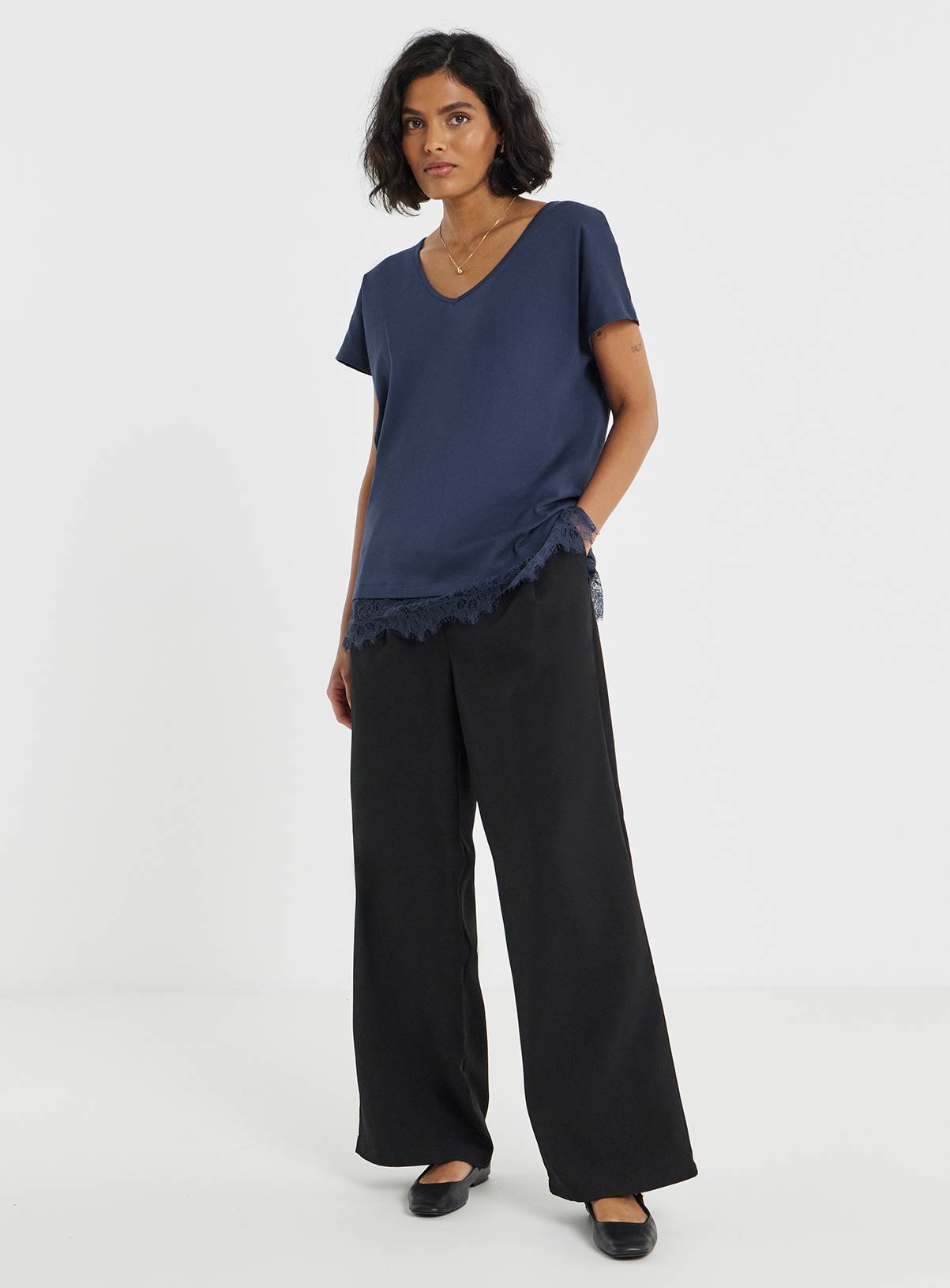SIMPLY BE Navy Lace 2 in 1 T-Shirt 10 - Image 3