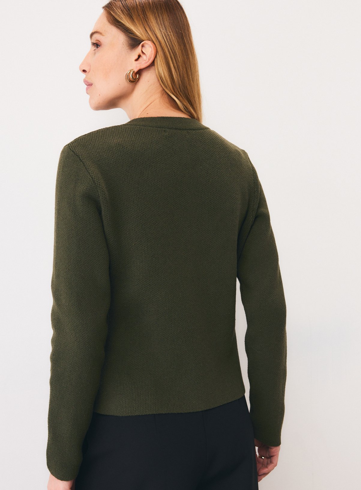 Khaki Knitted Military Jacket L - Image 4 thumbnail