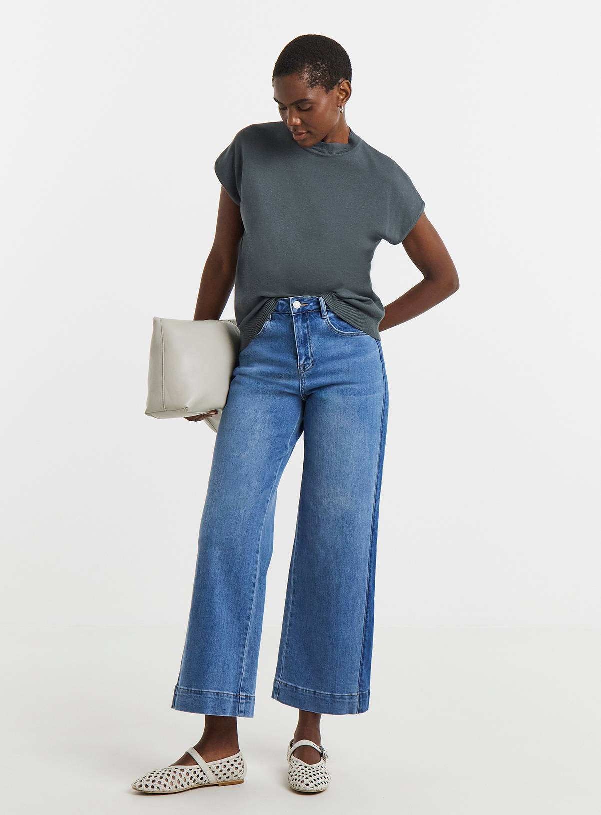 JD WILLIAMS Short Sleeve Funnel Neck T-Shirt 16-18 - Image 3