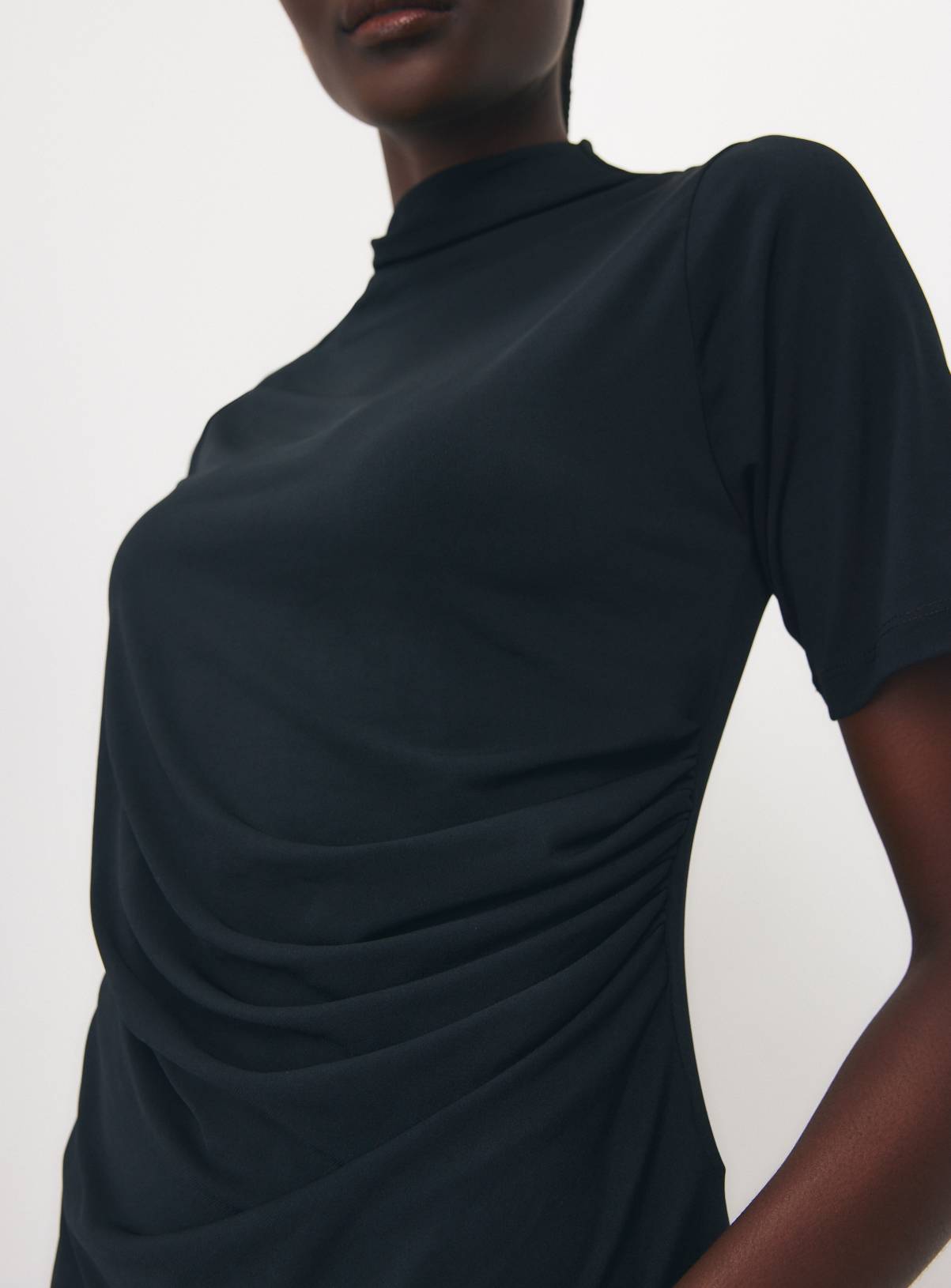 Navy Asymmetric Drapey Top S - Image 1