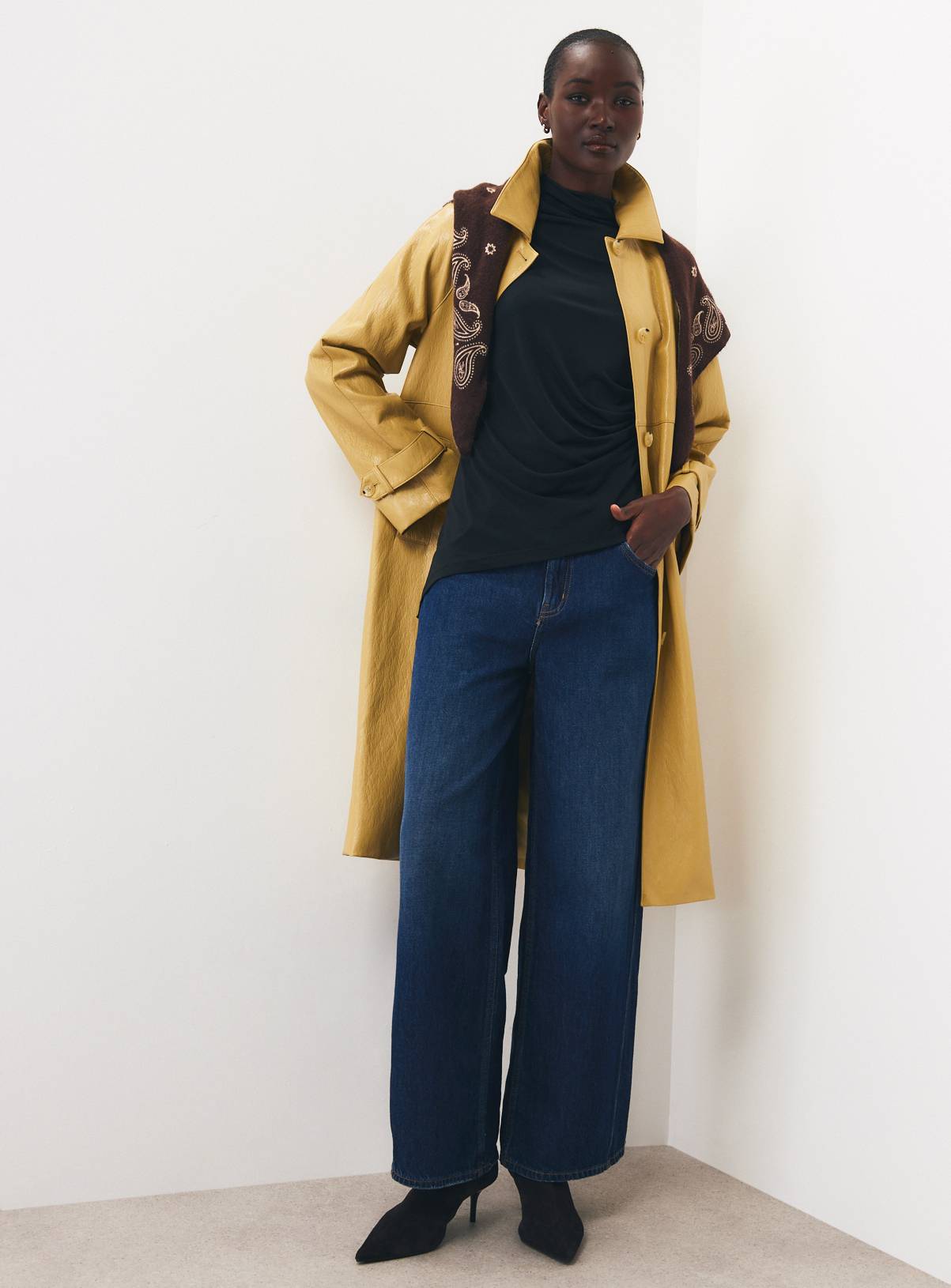 Navy Asymmetric Drapey Top S - Image 3