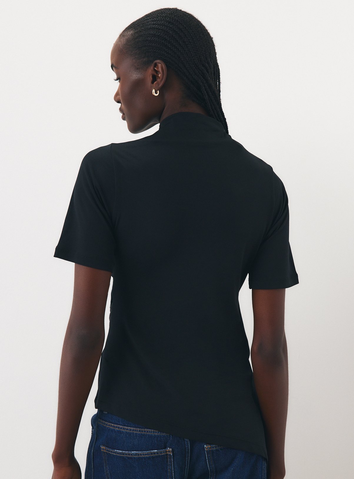 Navy Asymmetric Drapey Top S - Image 4 thumbnail