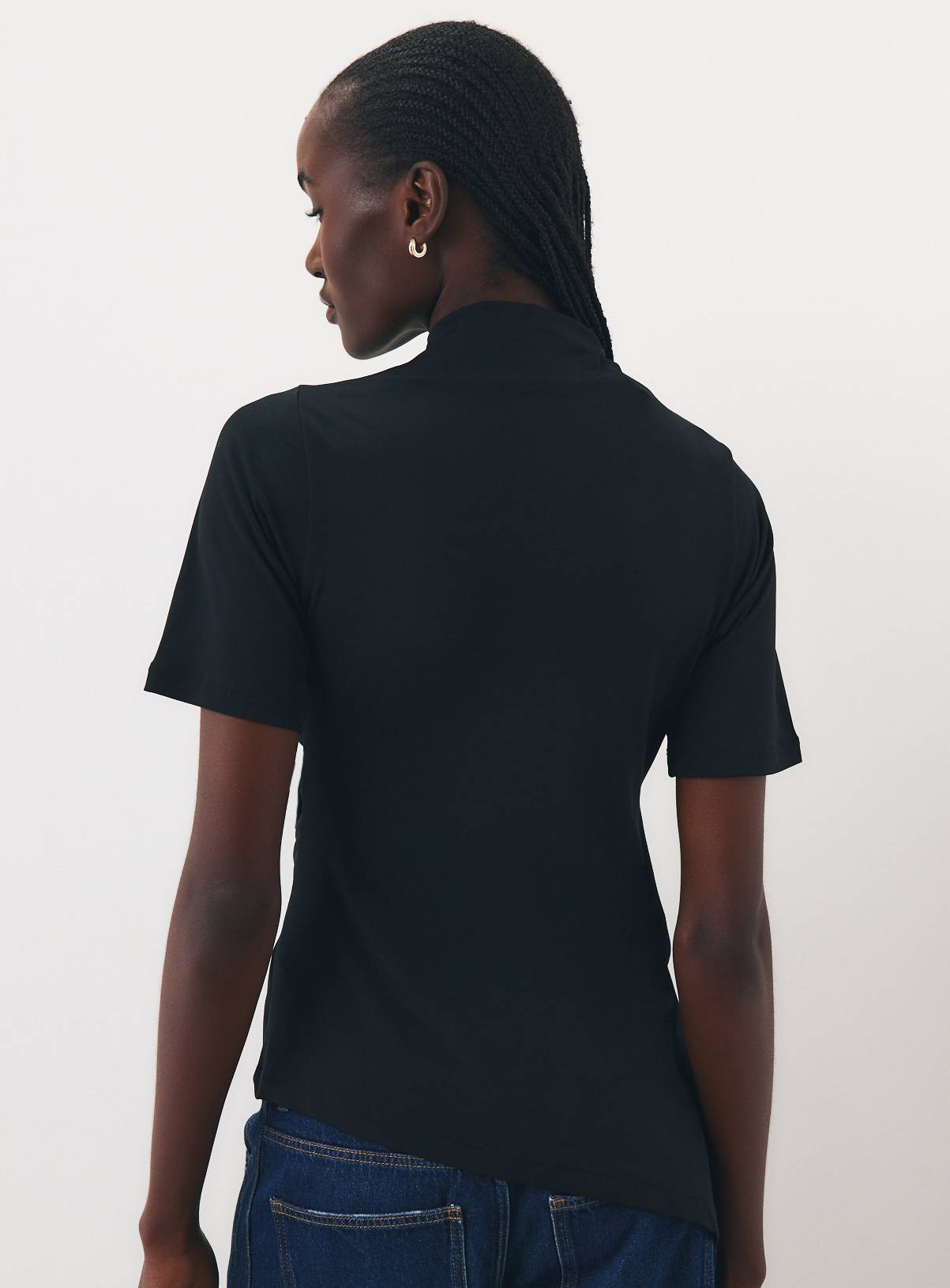 Navy Asymmetric Drapey Top S - Image 4