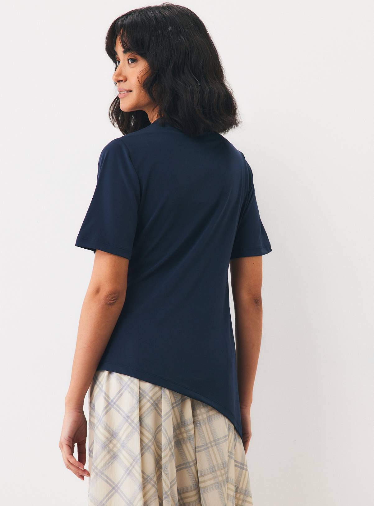 Navy Asymmetric Drapey Top L - Image 4