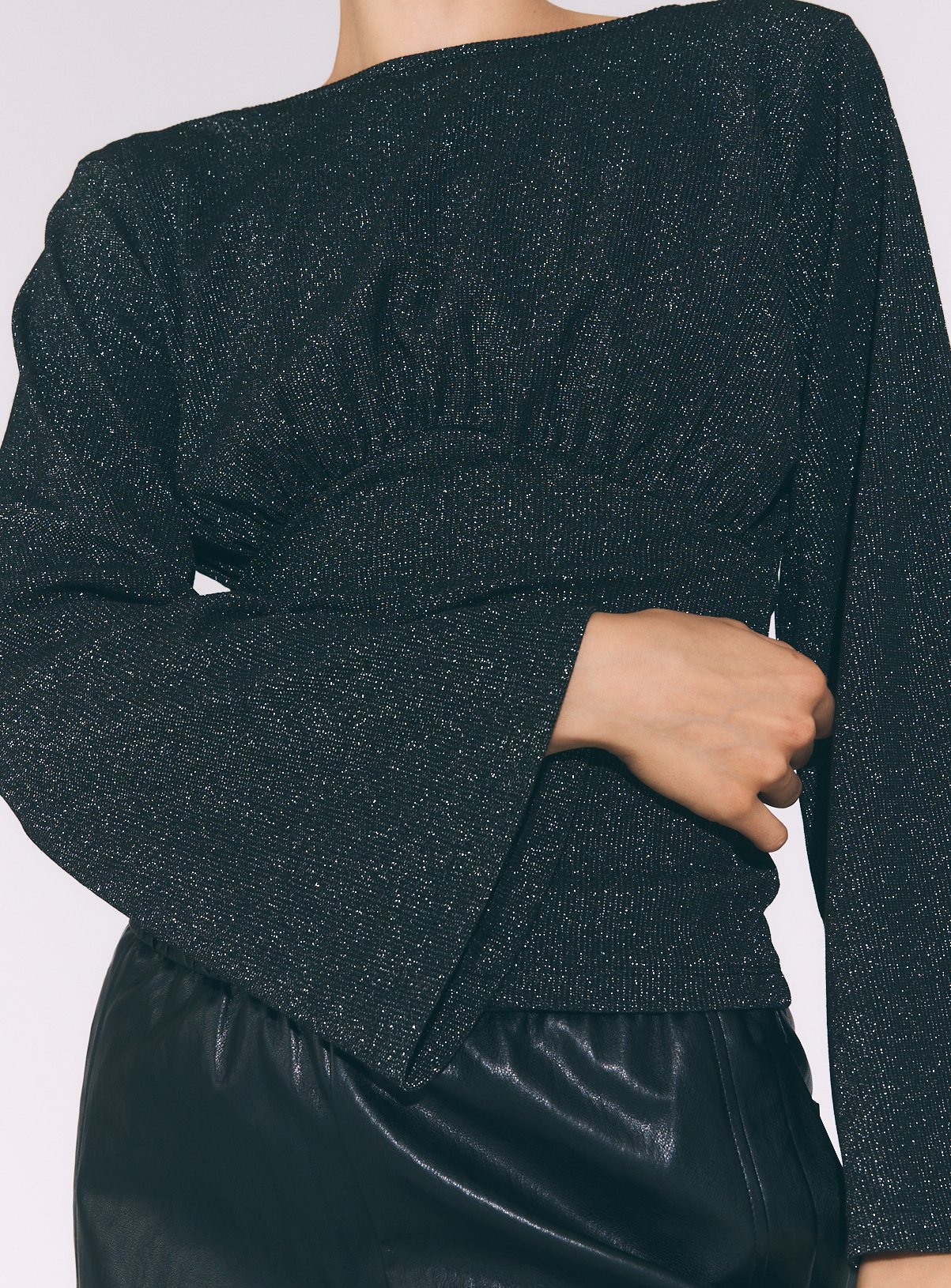 Black Sparkle Cinch Waist Top XL - Image 3 thumbnail
