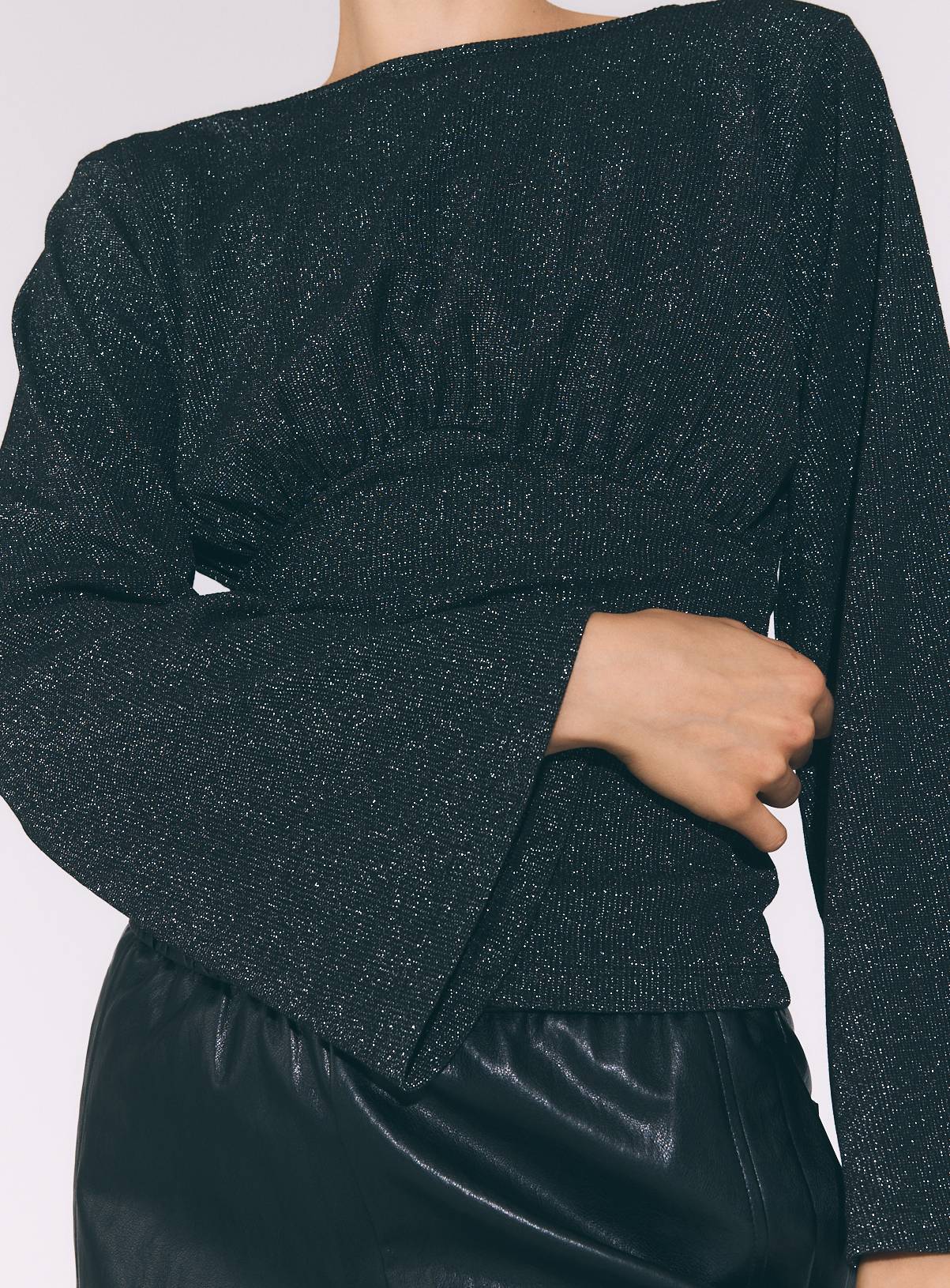 Black Sparkle Cinch Waist Top XL - Image 3