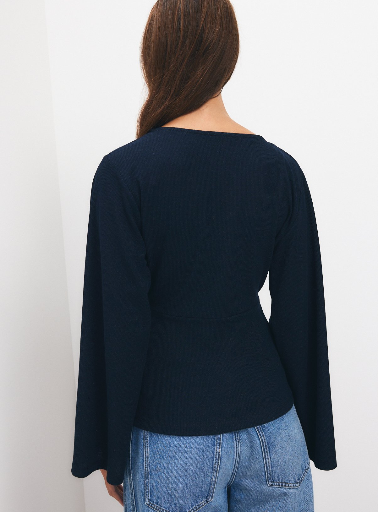 Navy Sparkle Cinch Waist Top L - Image 4 thumbnail
