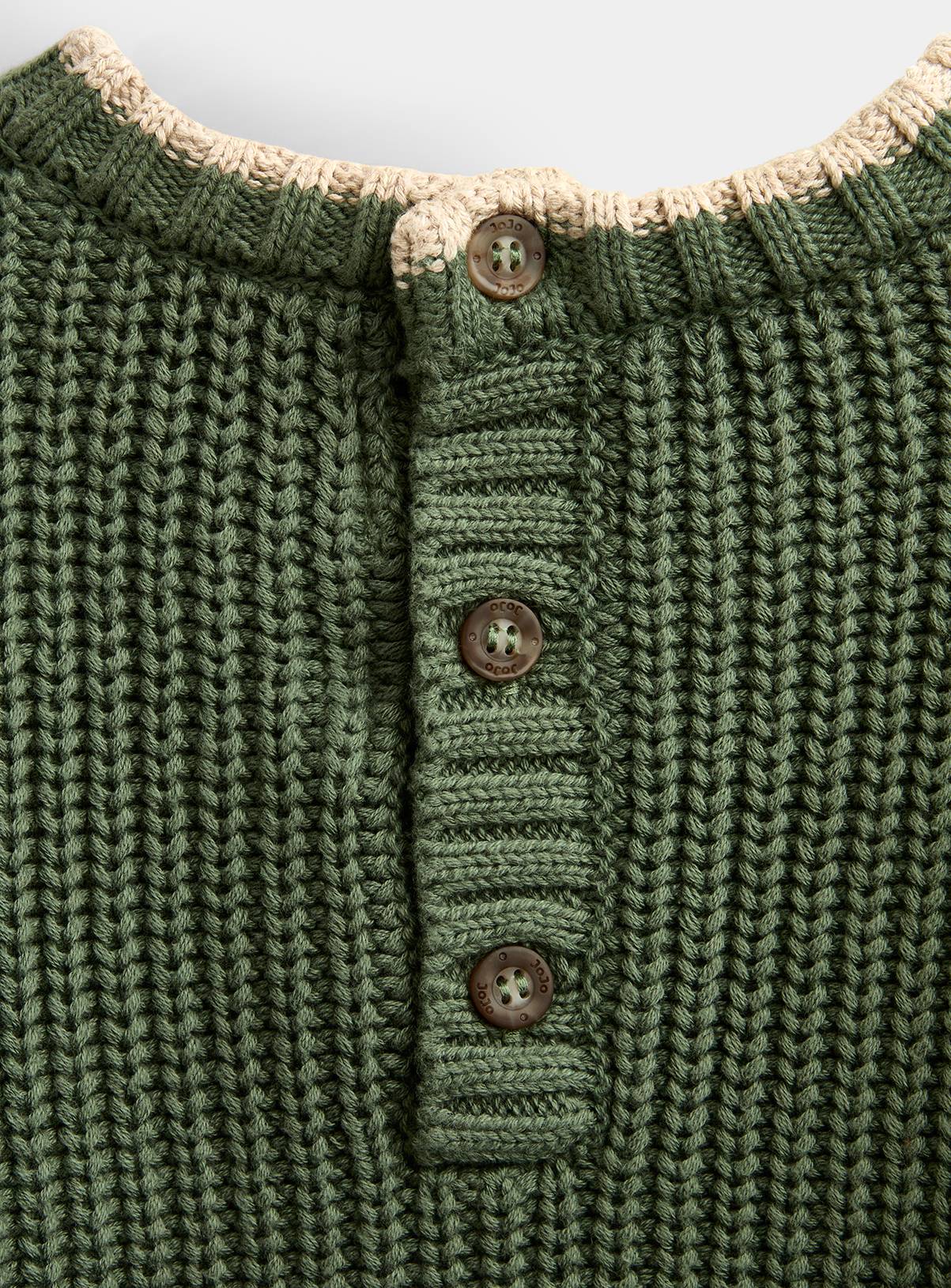 JOJO MAMAN BÉBÉ Dino Embroidered Knitted Jumper Khaki Green 18-24 Months - Image 4