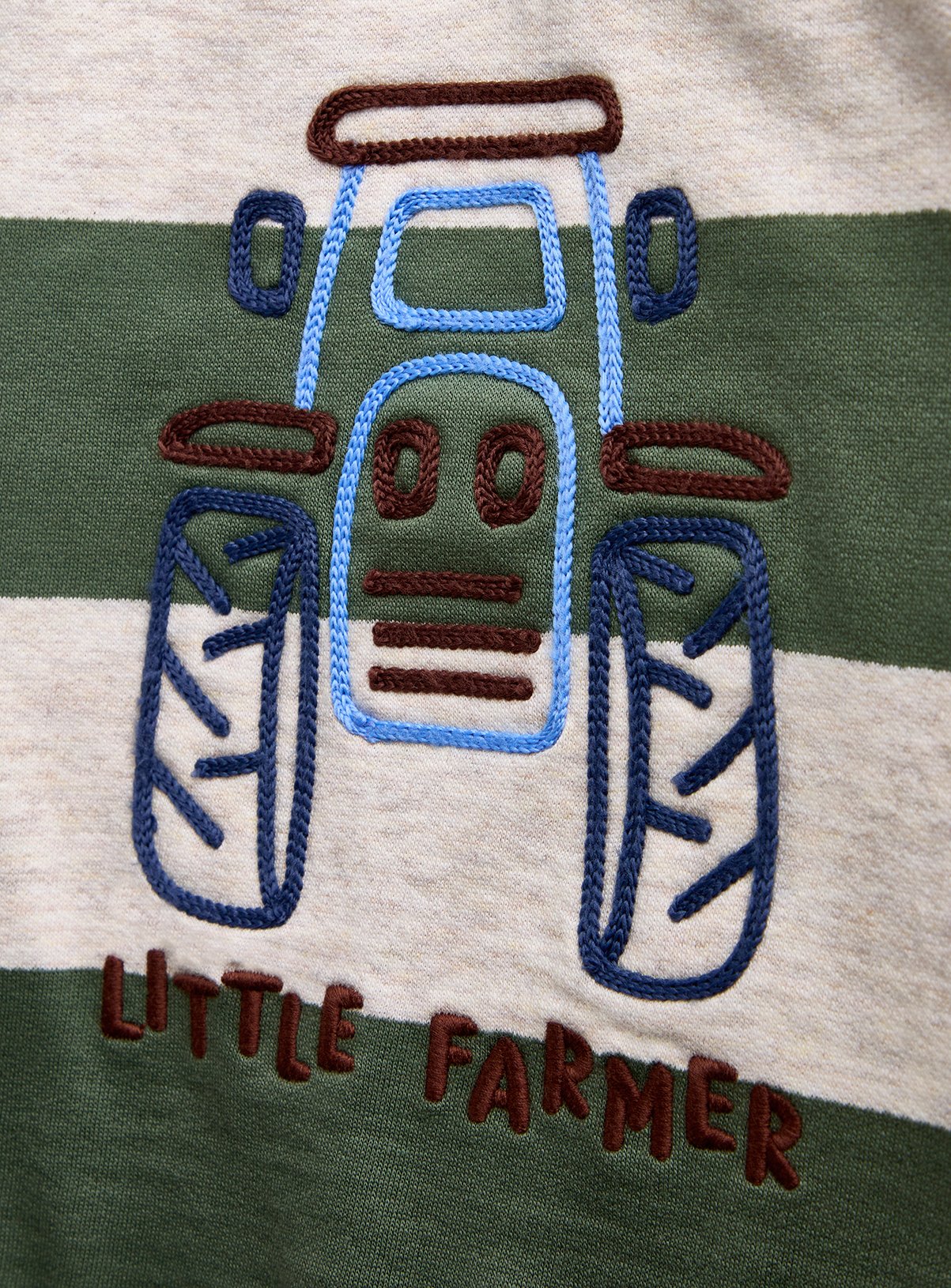 JOJO MAMAN BÉBÉ Tractor Embroidered Half Zip Sweatshirt Khaki Green 2-3 Years - Image 2 thumbnail