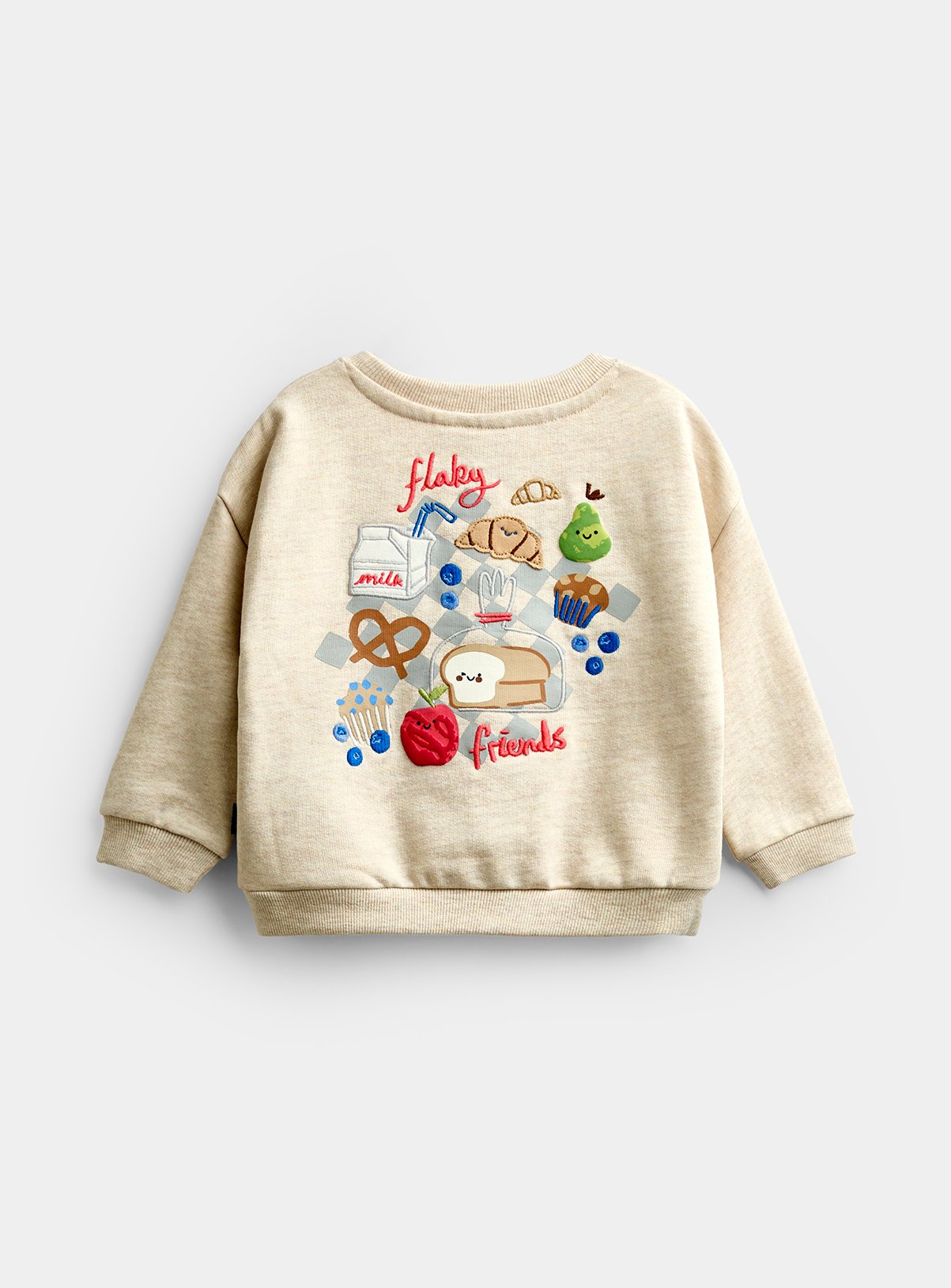 JOJO MAMAN BÉBÉ 2 Piece Croissant Club Sweatshirt and Jogger Set Oatmeal Marl 6-12 months - Image 2 thumbnail
