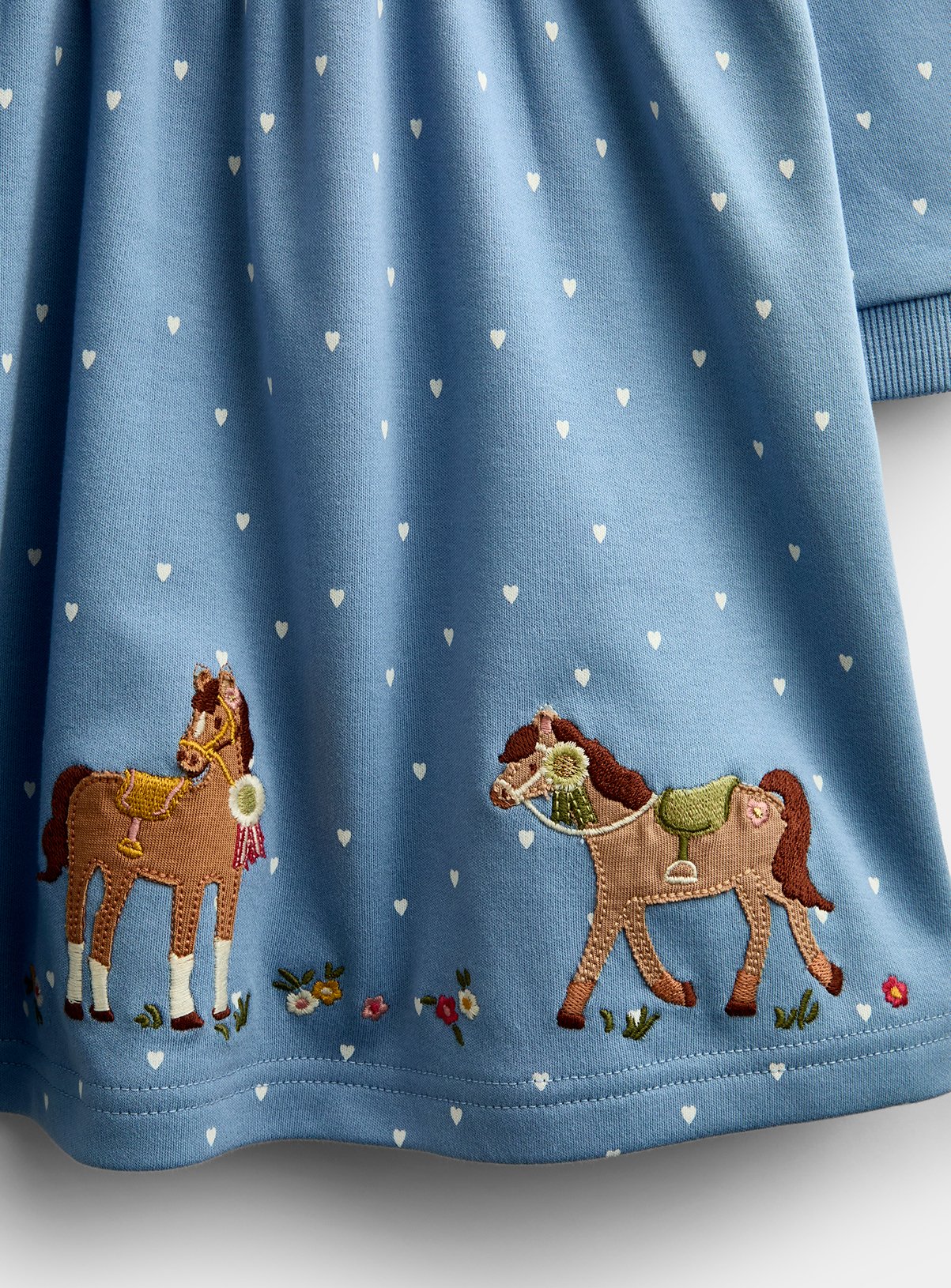 JOJO MAMAN BÉBÉ Horse Applique Button Front Dress Denim Blue 2-3 Years - Image 3 thumbnail