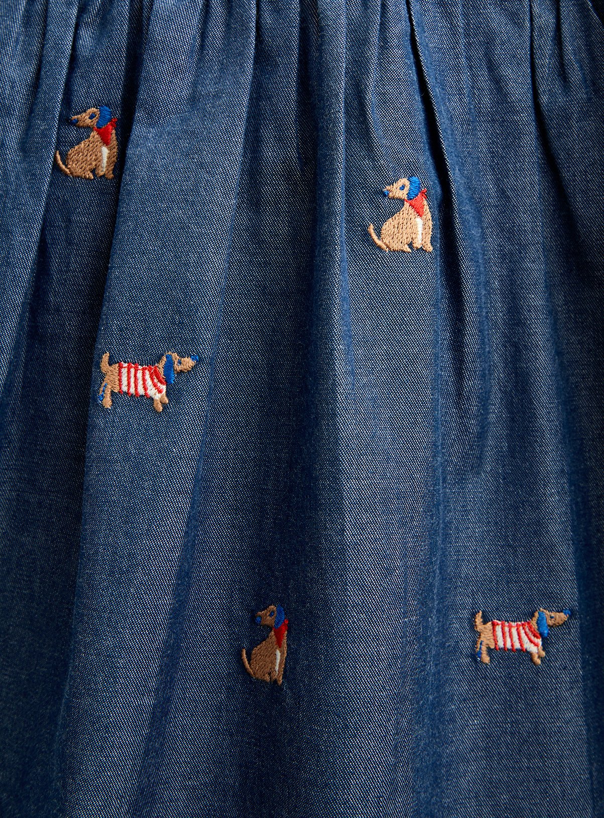JOJO MAMAN BÉBÉ Pet Embroidered Chambray Dress Mid Wash Denim 2-3 Years - Image 3 thumbnail