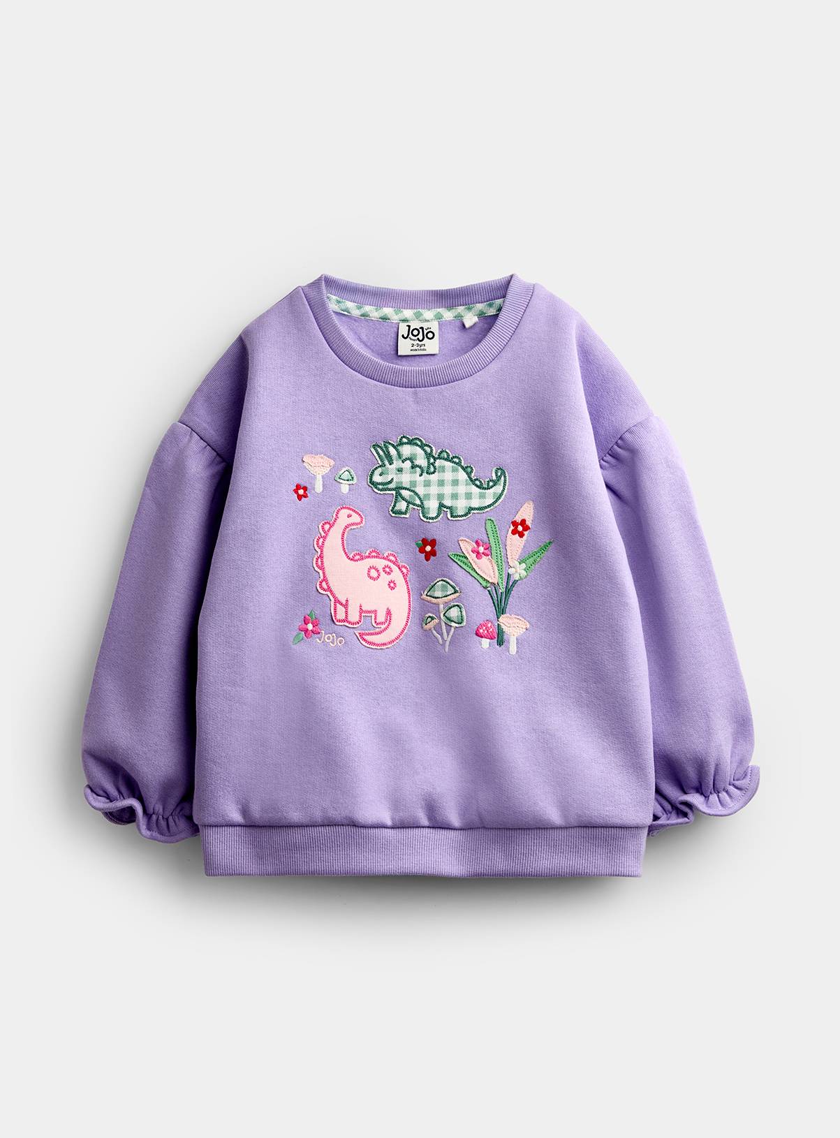 JOJO MAMAN BÉBÉ Dino Patchwork Sweatshirt Lilac 12-18 months - Image 1