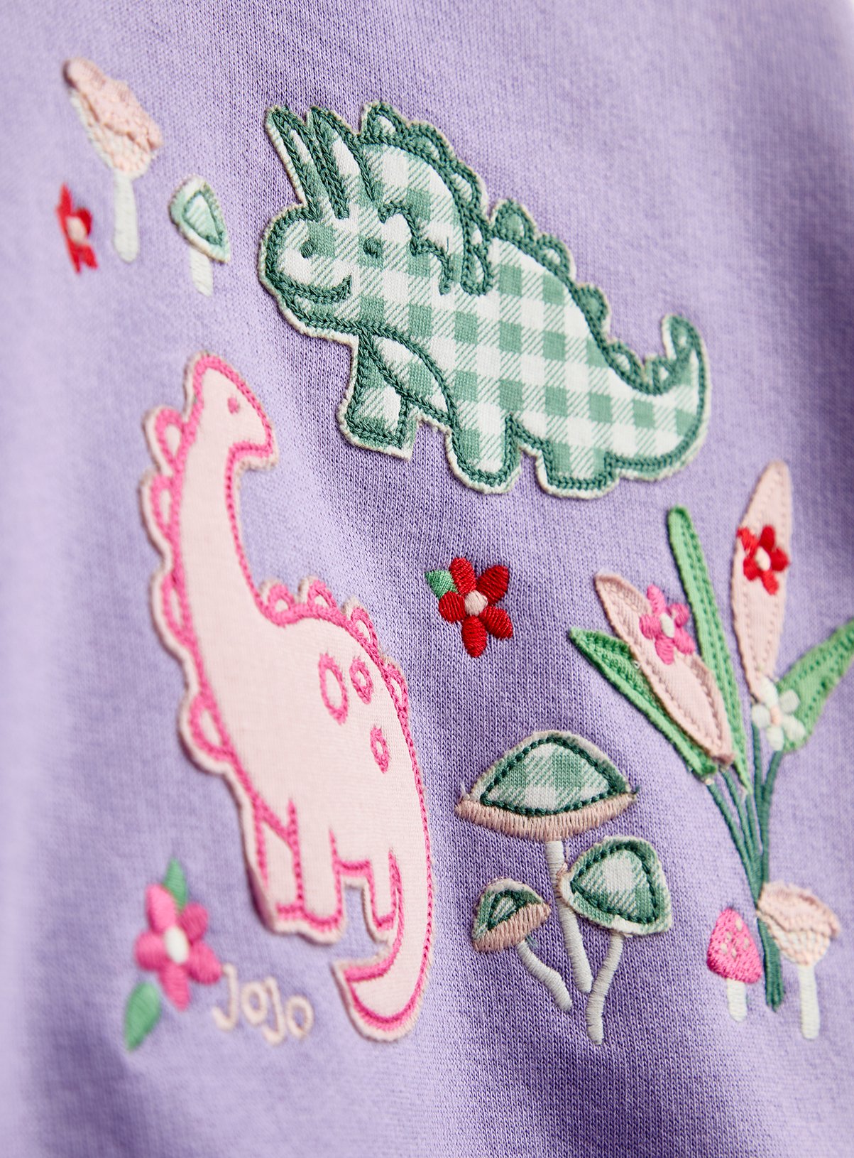 JOJO MAMAN BÉBÉ Dino Patchwork Sweatshirt Lilac 12-18 months - Image 3 thumbnail