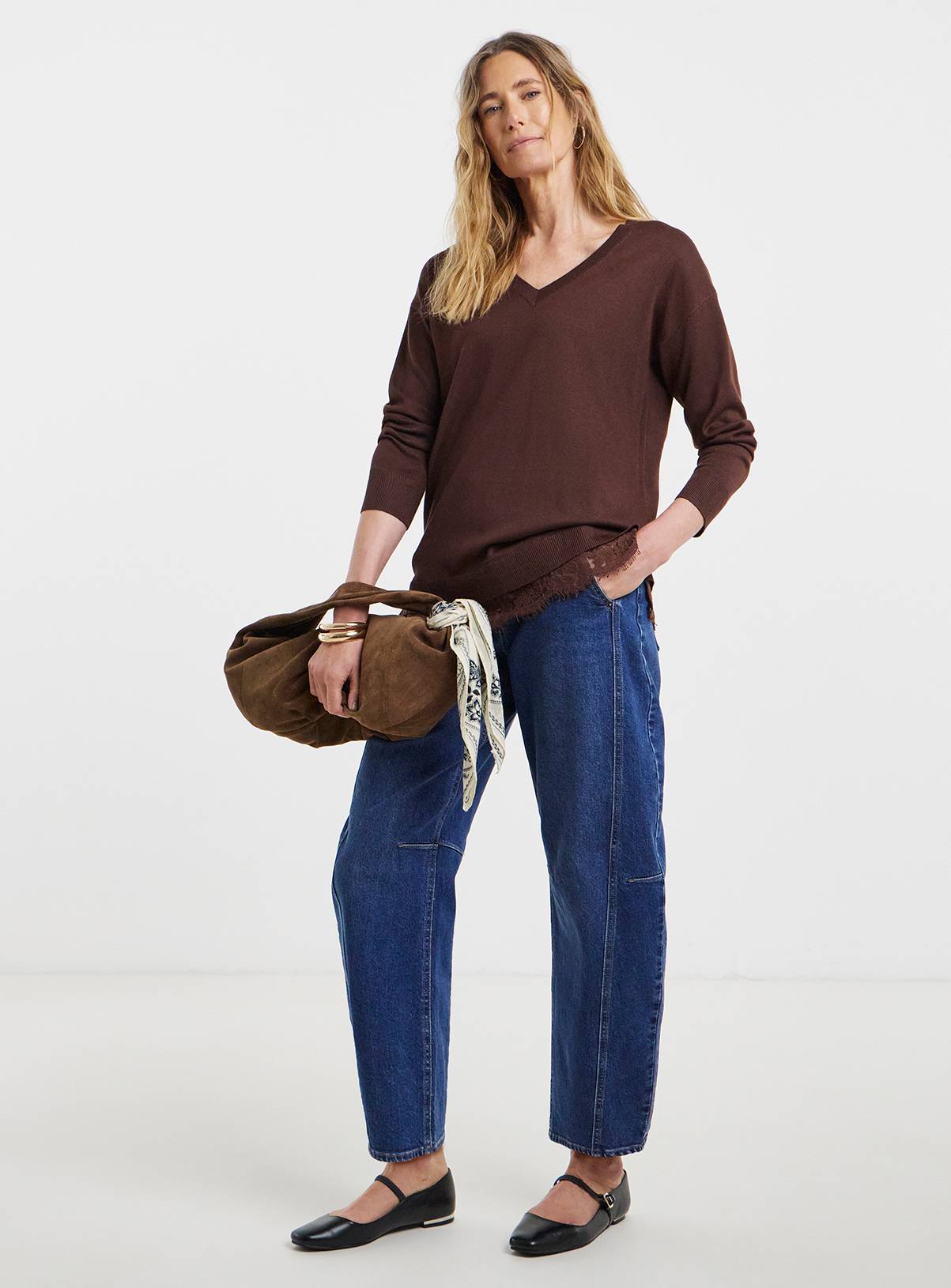 JD WILLIAMS Lace V Neck Jumper 16-18 - Image 3