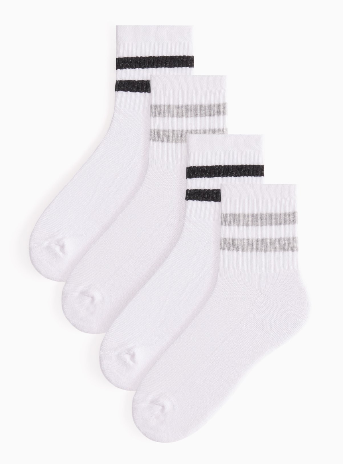 White Stripe Quarter Rib Sports Socks 4 Pack 6-8 - Image 1 thumbnail