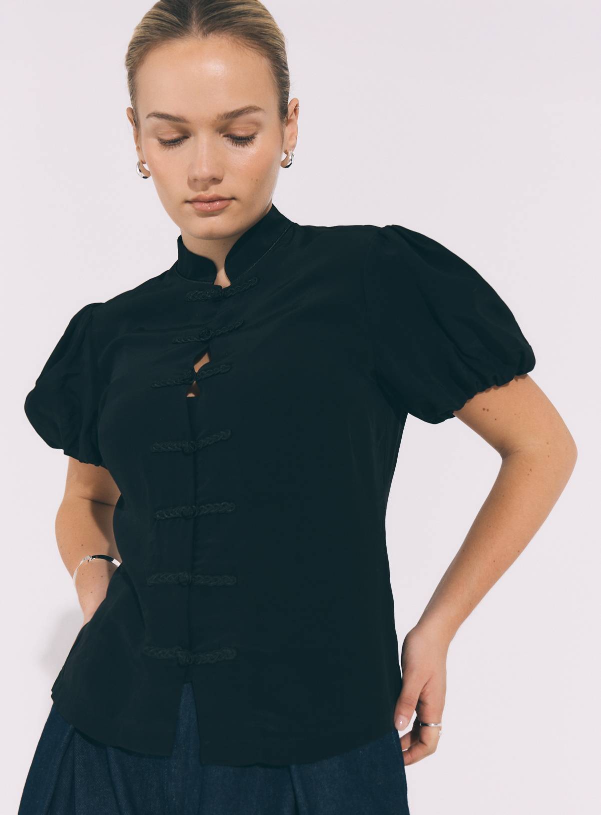 Mandarin Collar Frogging Top 14 - Image 1