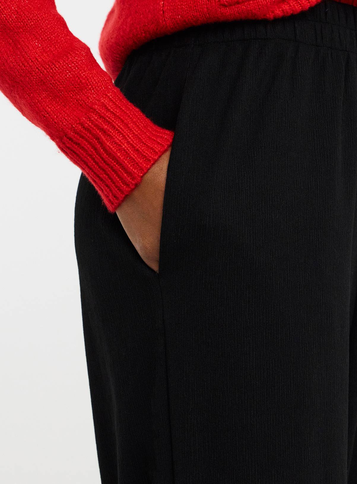 JD WILLIAMS Black Textured Jersey Wide Leg Trouser 28R - Image 4