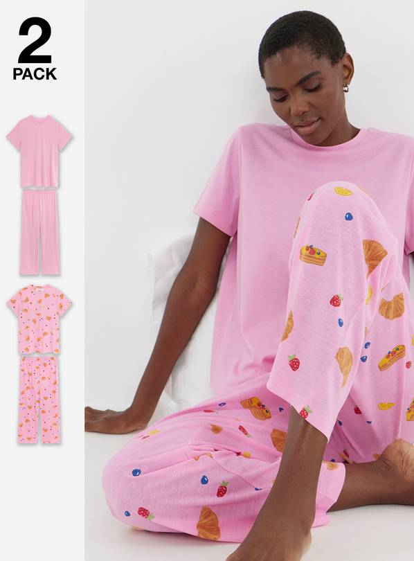 SIMPLY BE Value 2 Pack Breakfast Print Pyjamas 20-22